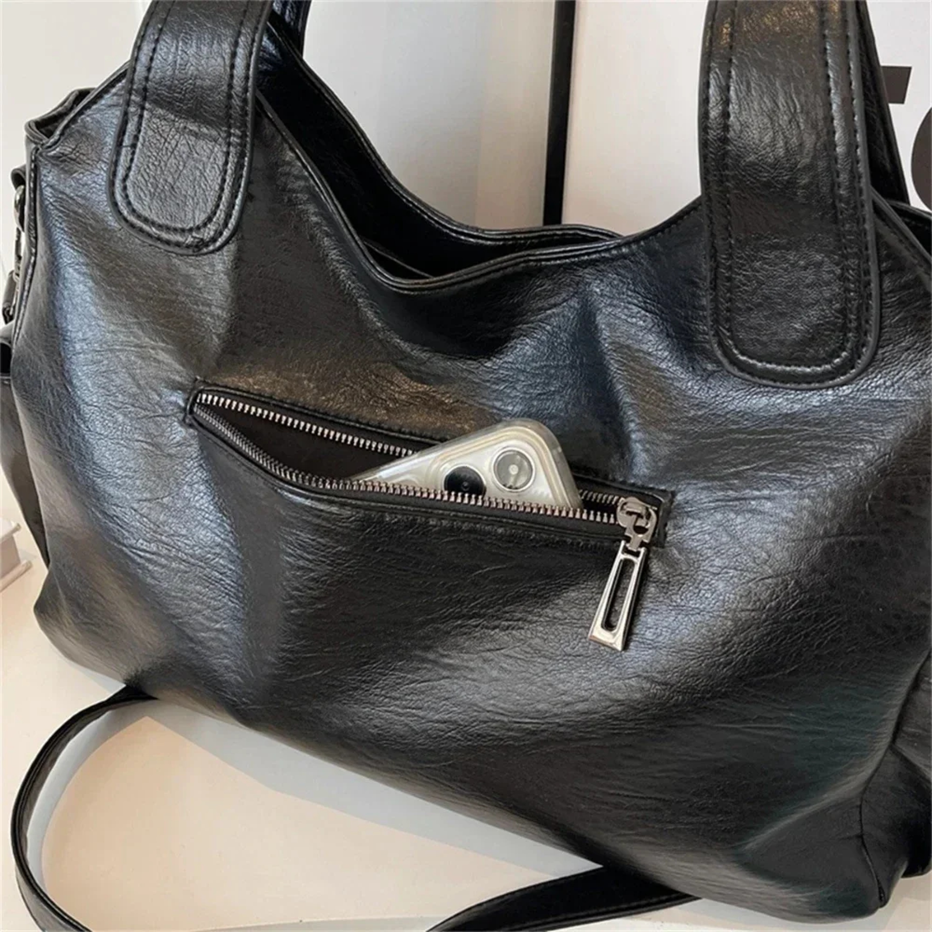 High Quality Contrasting Colors, Soft Interior, Women's Handbags, Fashion Zipper Compartment Shoulder Bags – view 6