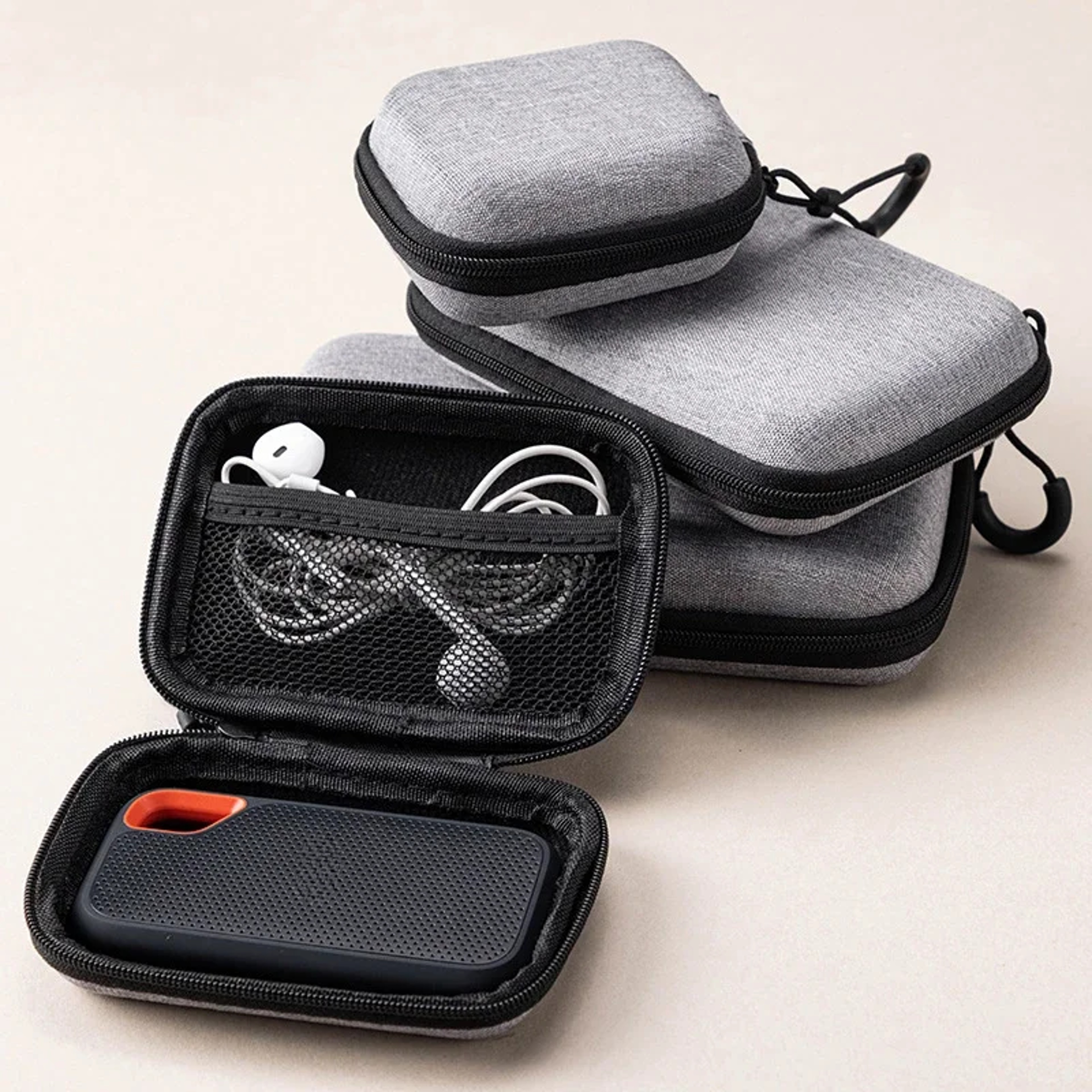 Mini Grey Digital Product Storage Bag Portable Headphone USB Data Cable Charger U Stick Storage Case Shockproof Protective Case – view 2