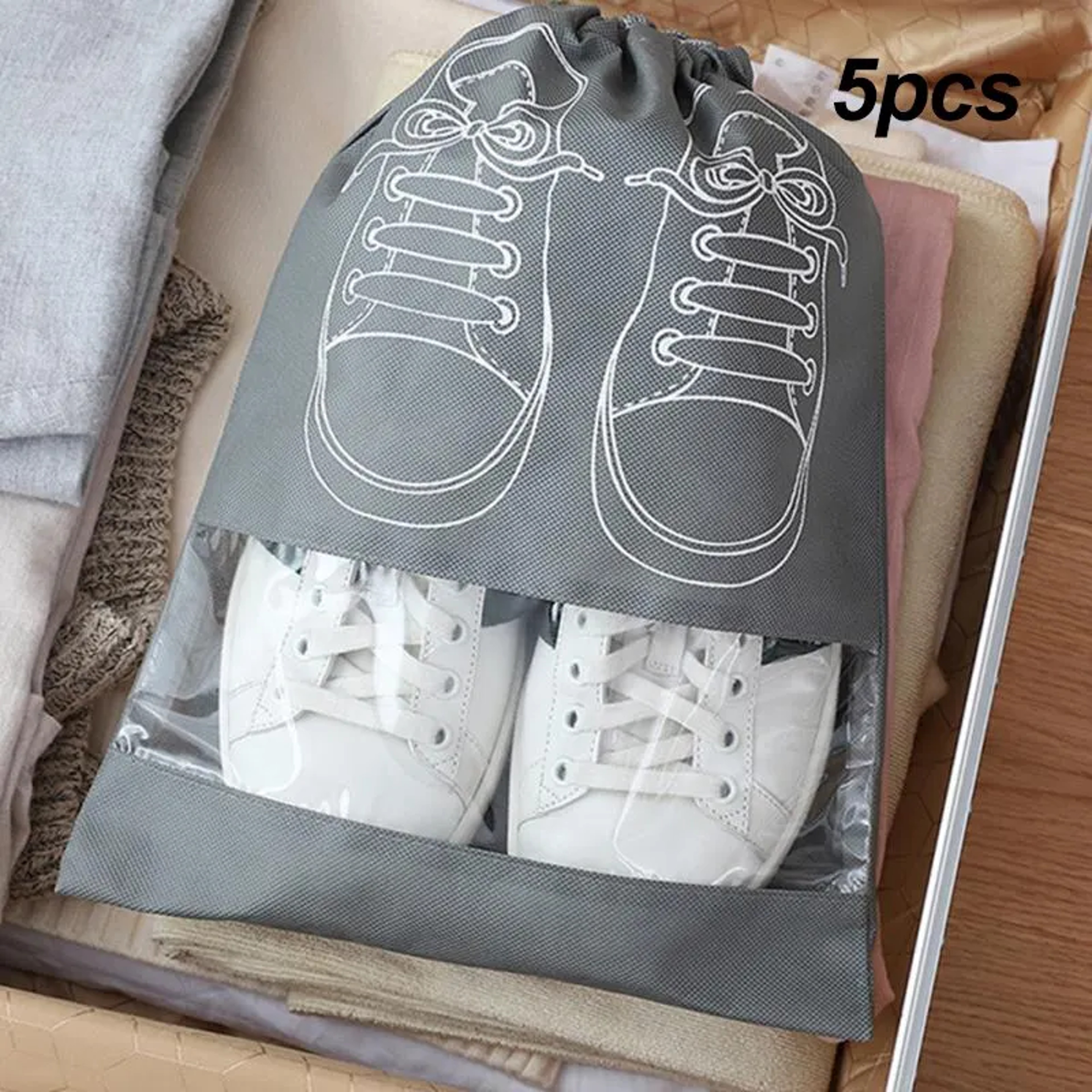 Portable Shoe Storage Bag, Waterproof Hanging Closet Organizer, Classified Draw Bag, Multi Pocket Clothing Organizer – view 7