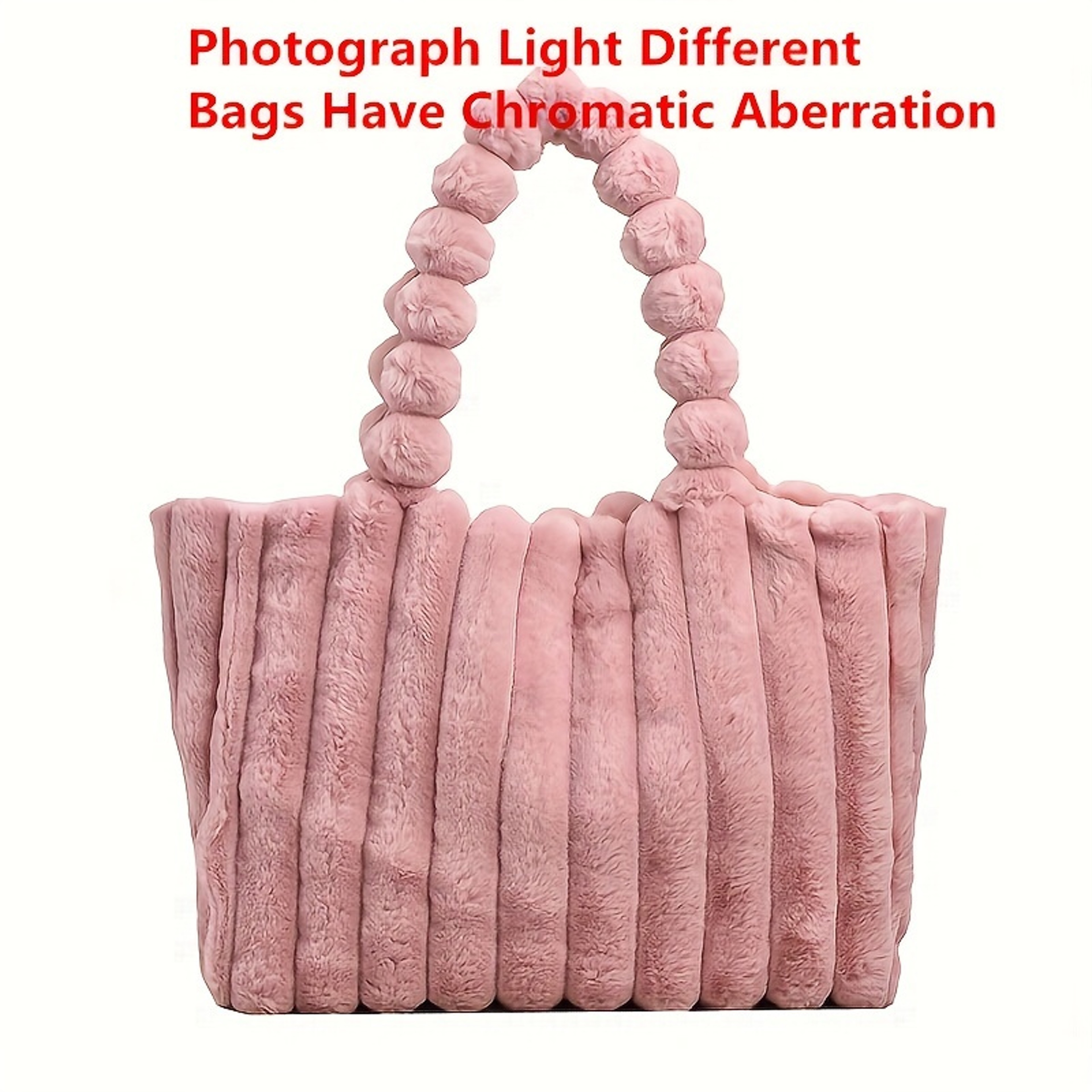 Soft Striped Faux Fur Shoulder Bag, Luxurious Autumn Winter Plush Tote Bag, Comfortable Handheld Strap Fashion Purse – view 8