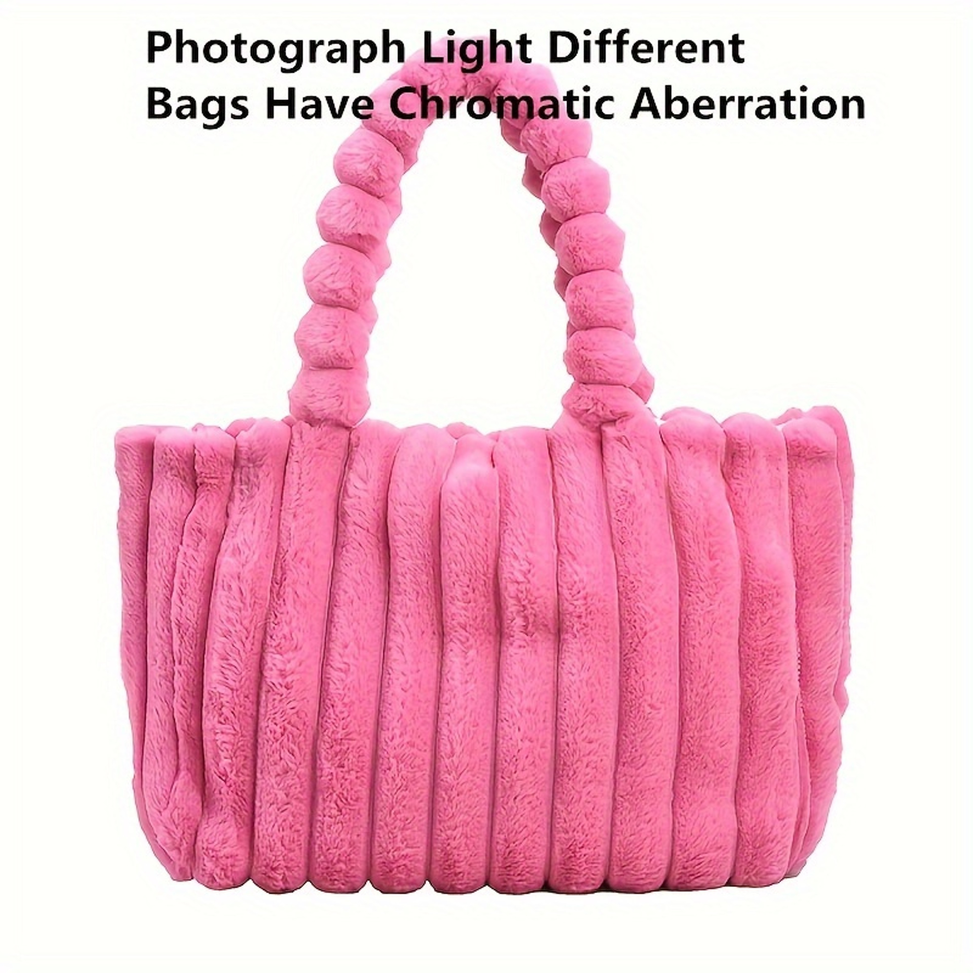 Soft Striped Faux Fur Shoulder Bag, Luxurious Autumn Winter Plush Tote Bag, Comfortable Handheld Strap Fashion Purse – view 12