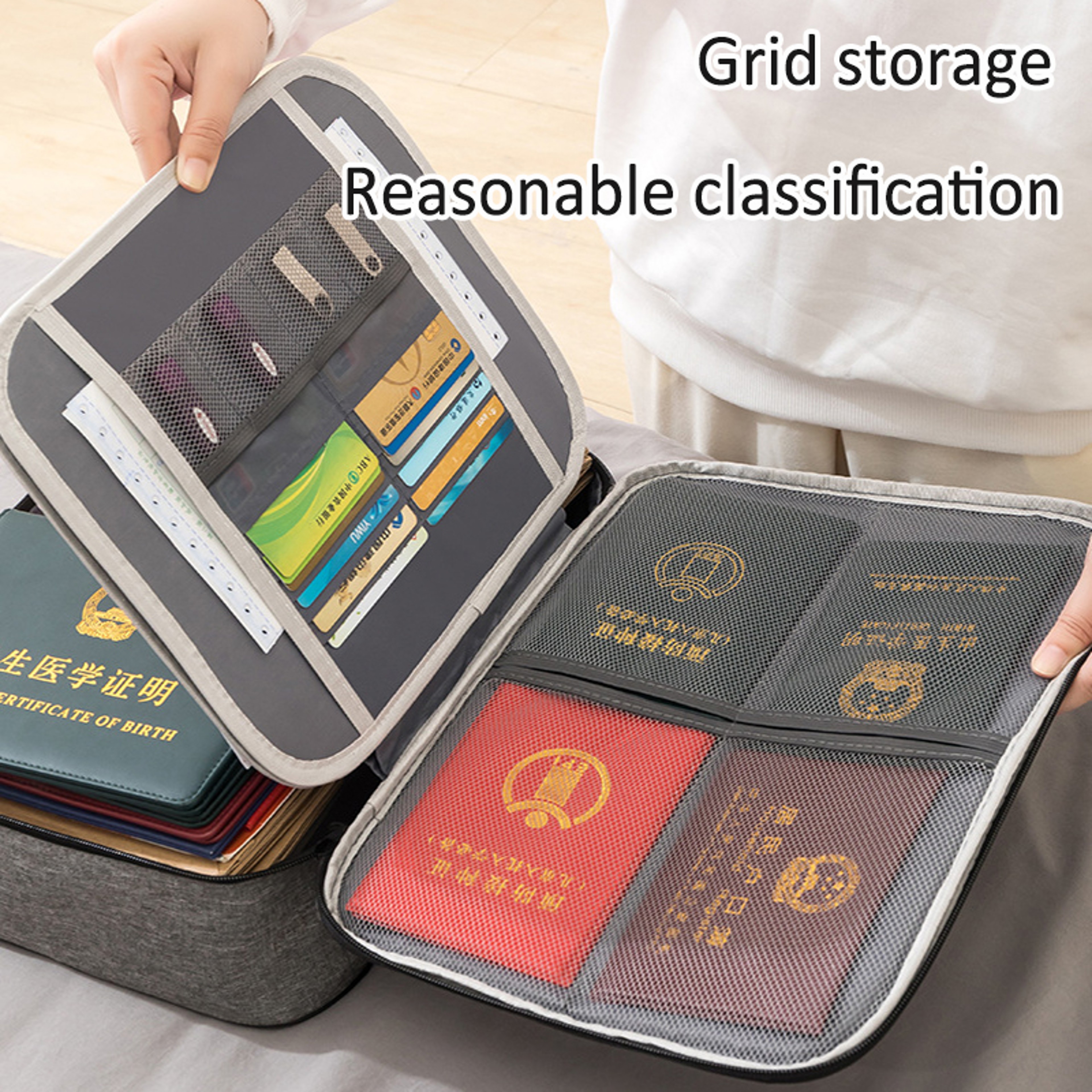 Large Capacity Household Folder, Certificate Passport Card Bag, Home Document Storage Organizer, Durable Archive Storage – view 3