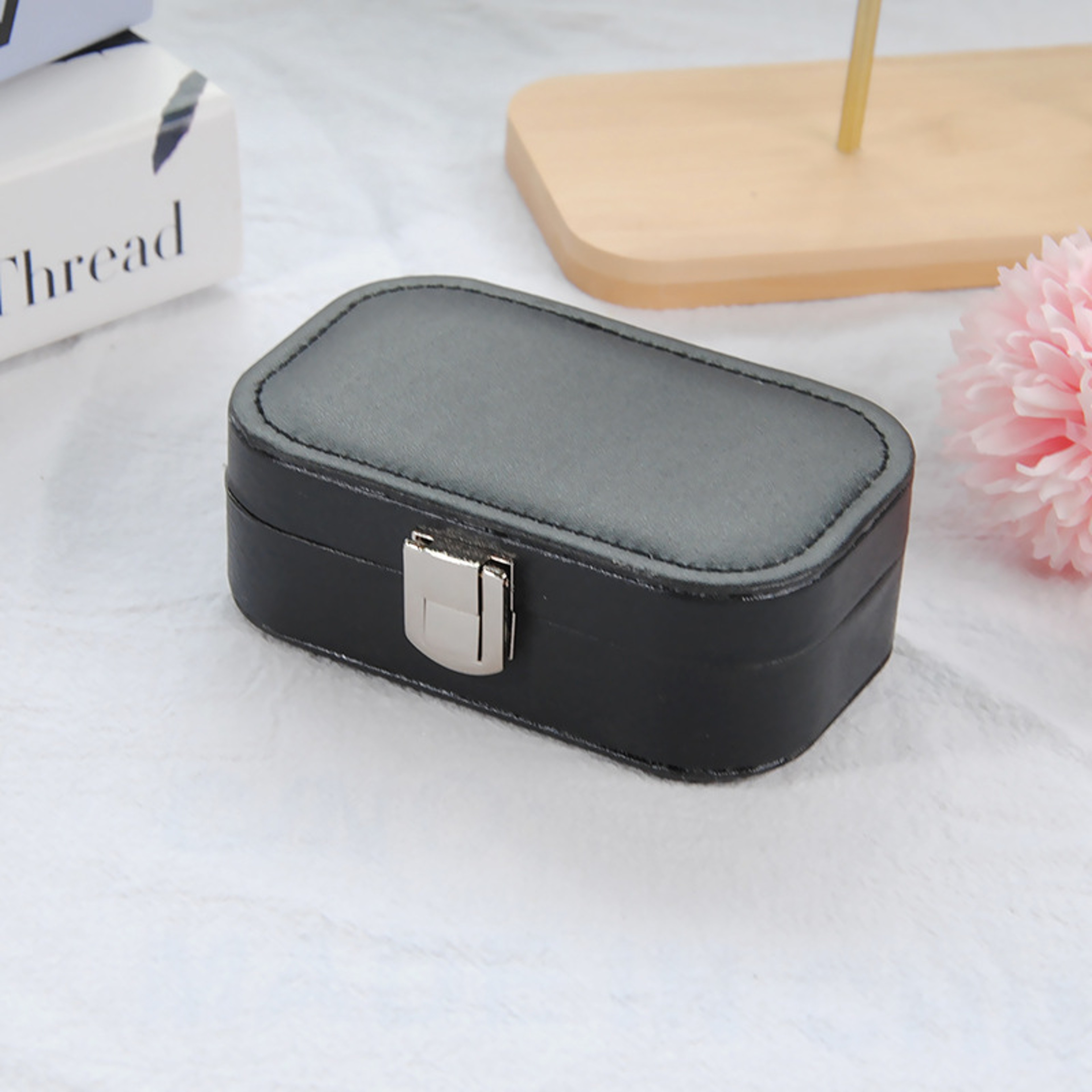 Korean Portable Jewelry Storage Box, Simple Snap Button Earrings Organizer, Necklace Ring Travel Jewelry Case – view 15