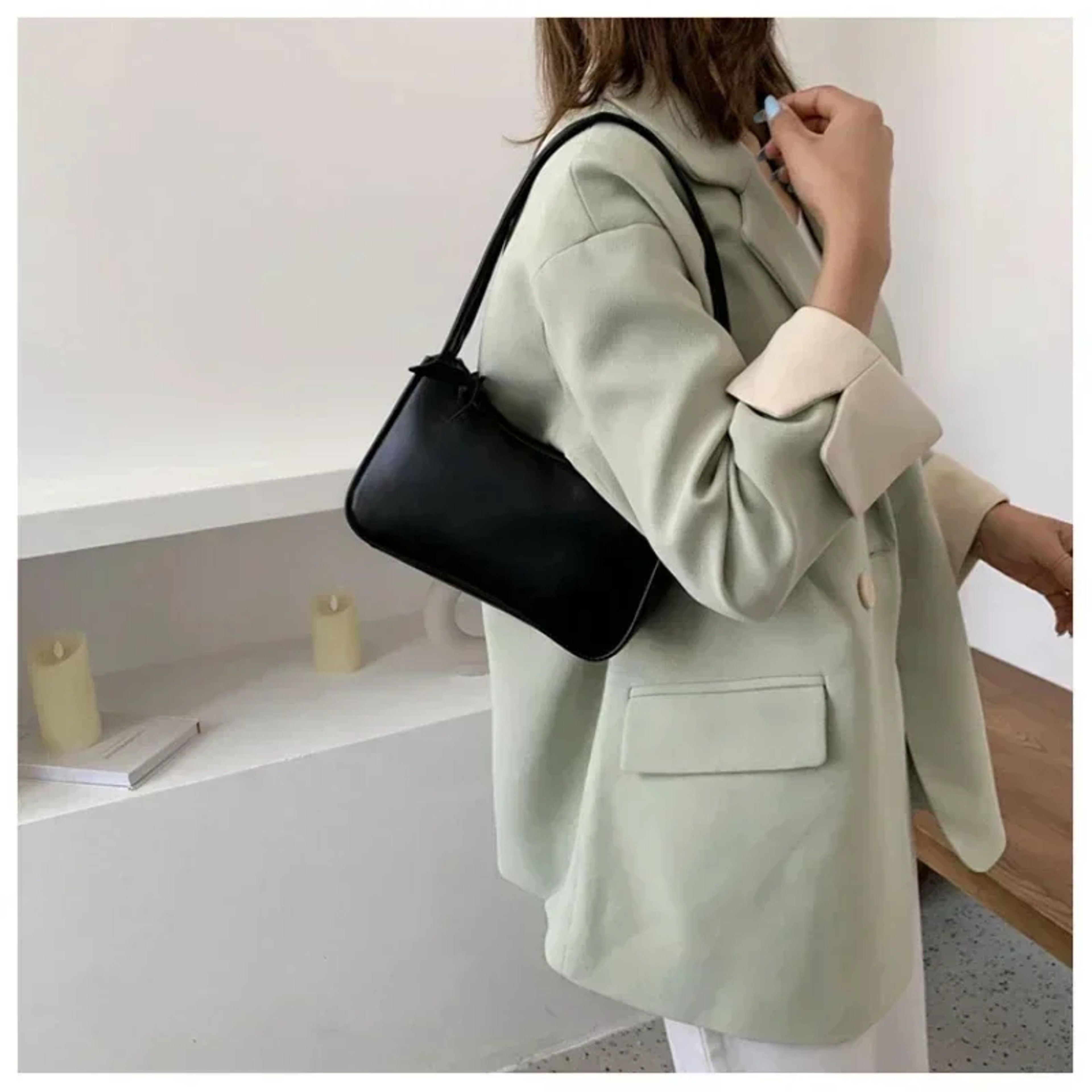 Soft Leather Women Shoulder Underarm Bags Casual Solid Color Small Top-Handle Handbags Ladies Fashion Shoulder Bags – view 2