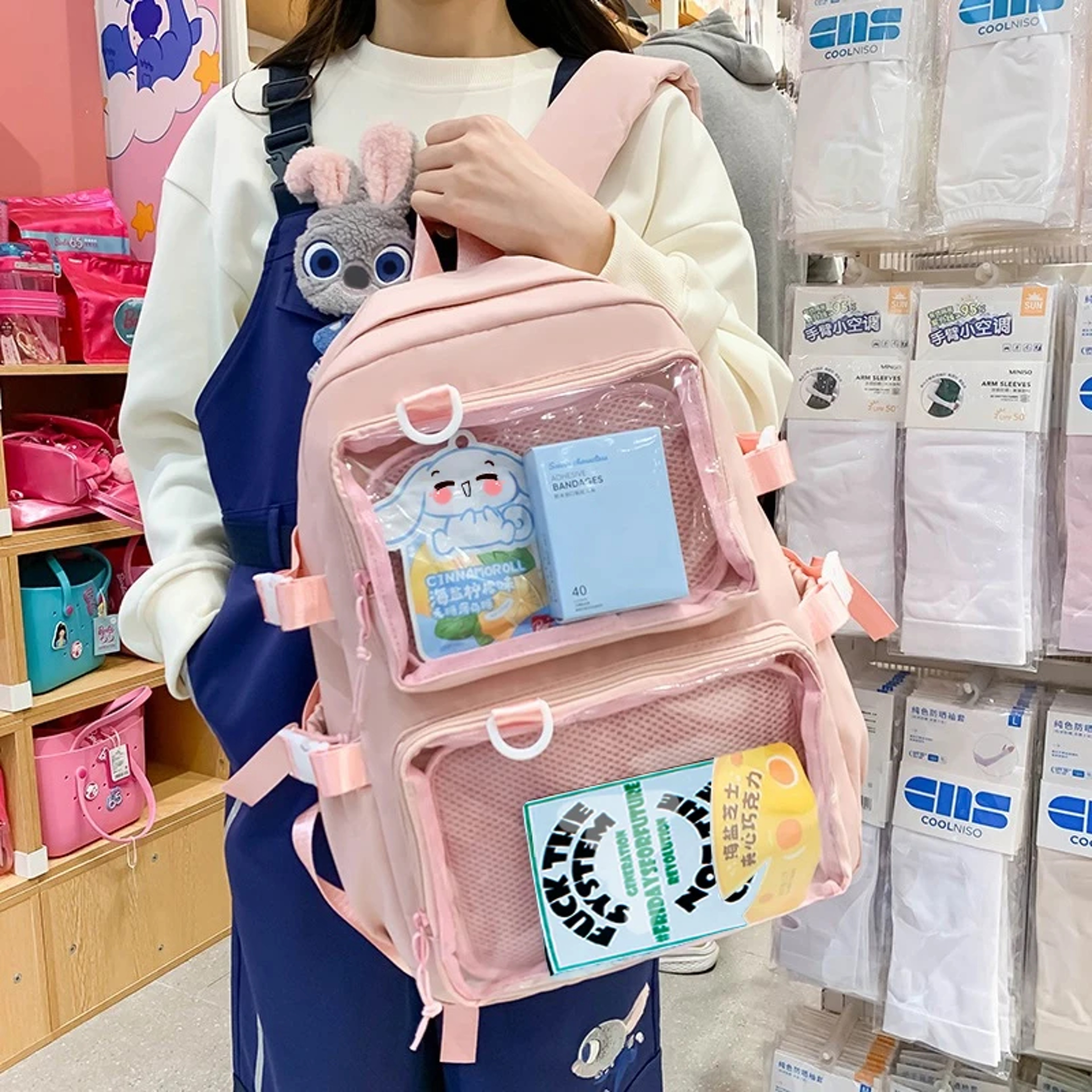 Upgrade your style with this Women Transparent Backpack, featuring Large Capacity Ita design perfect for school, college – view 3