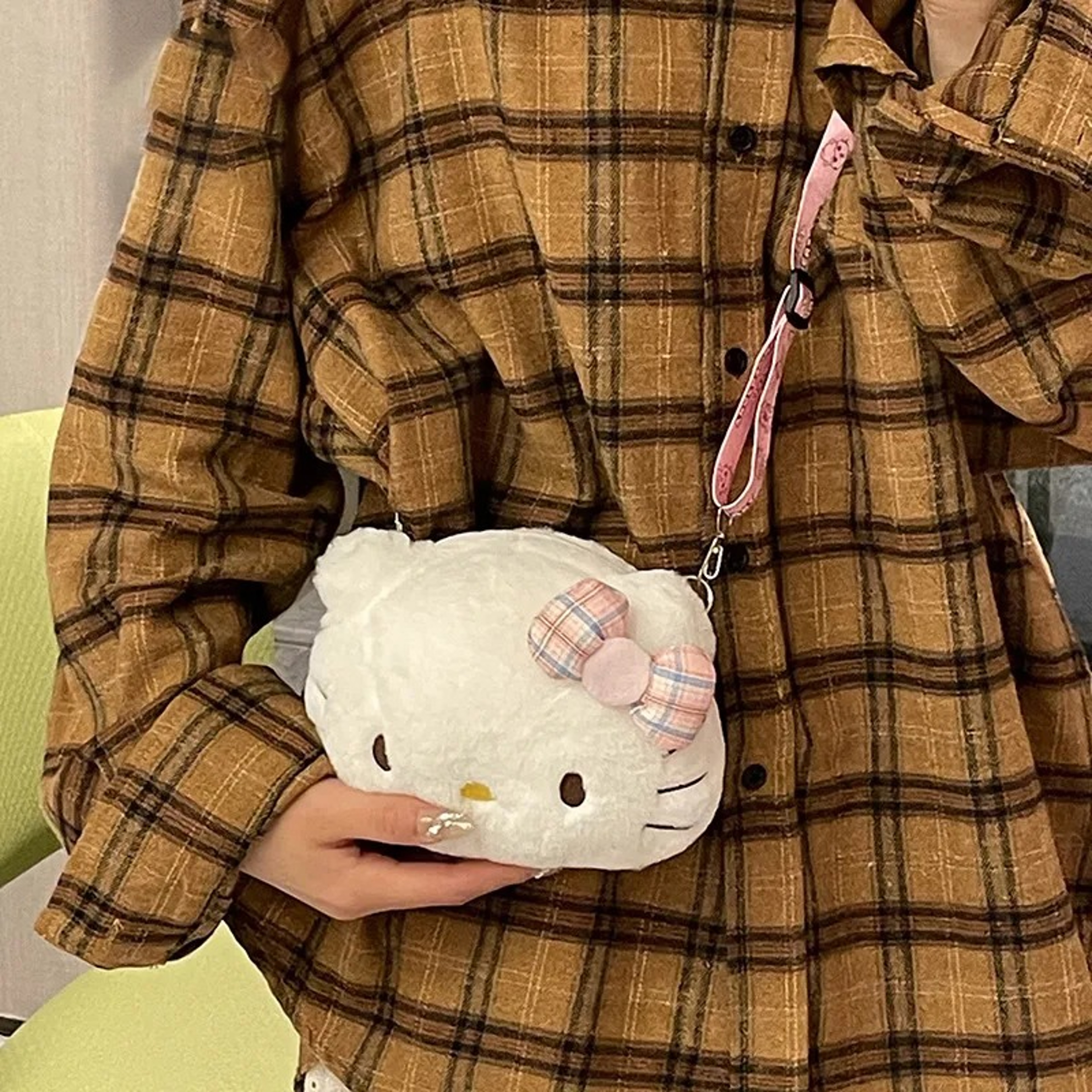 Plush Shoulder Purse Hello Kitty Bow Cute Crossbody Bag White Cat Bag Fashion Gift For Girls Women  0