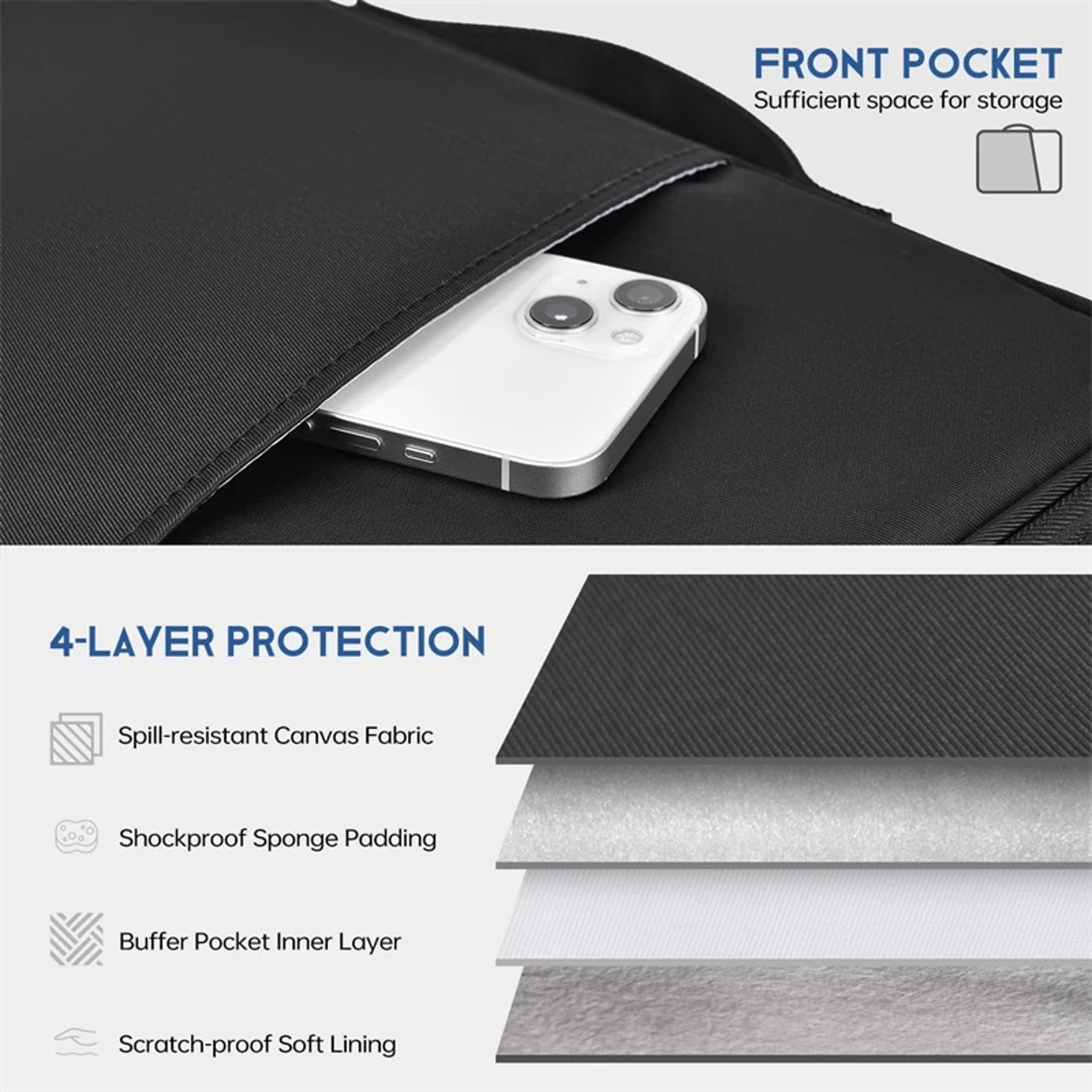 Shockproof Laptop Case Waterproof Handle Bag Sleeve For MacBook Air Pro  Chip Accessories Cover 2