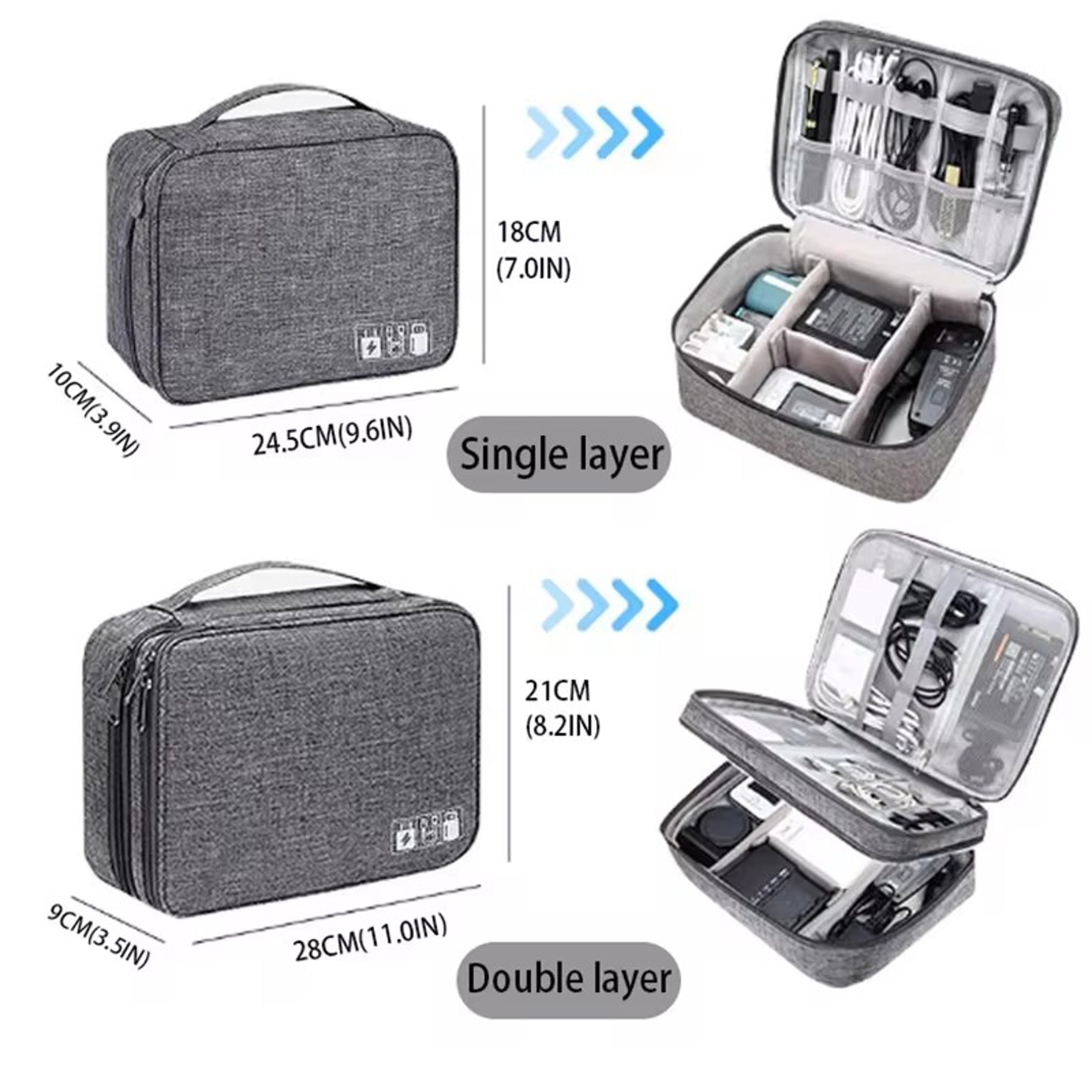 Portable Waterproof Digital Organizer, Travel Cable Storage Bag, USB Charger Plug, Electronic Cable Organizer – view 3