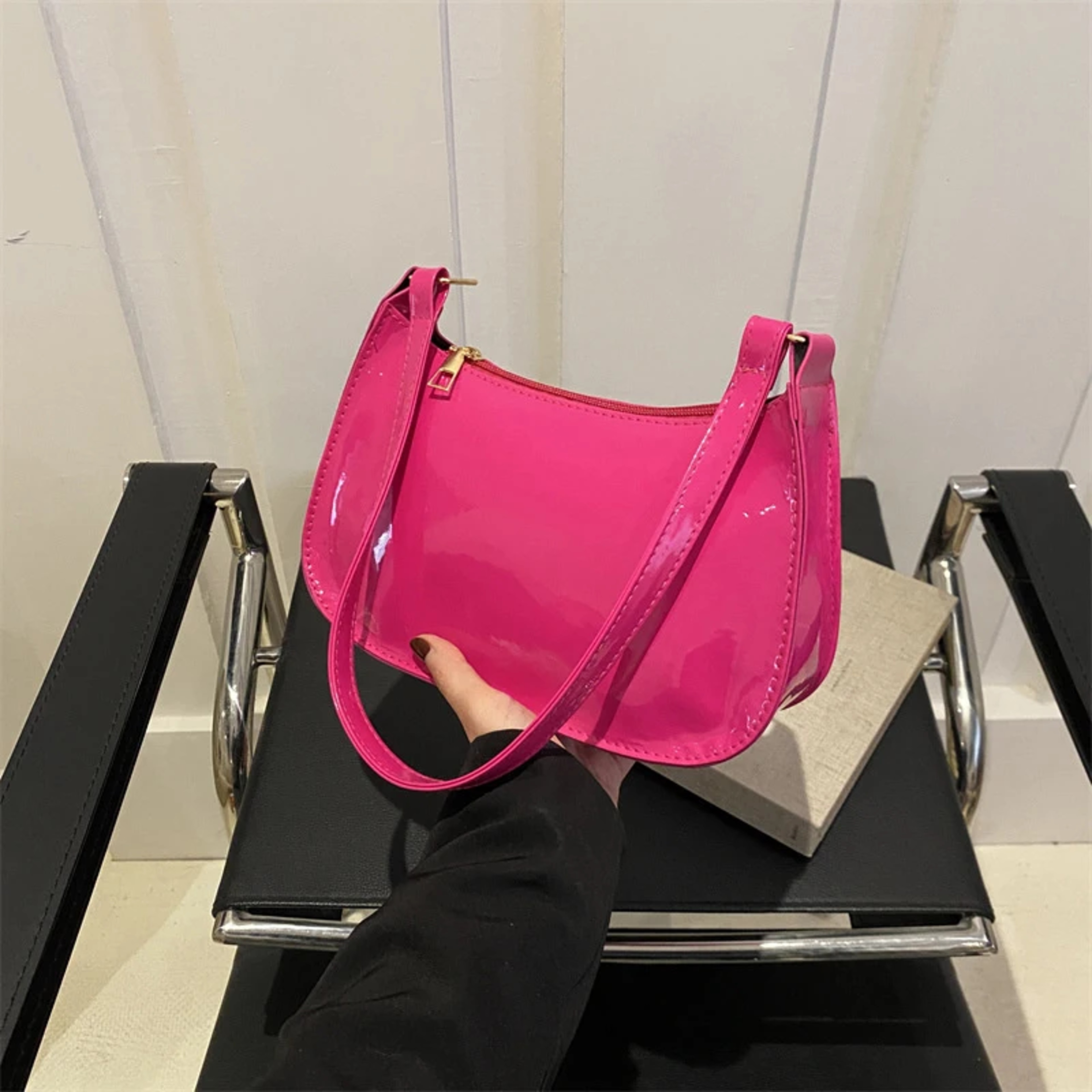 Leather Shoulder Bag, Solid Color, Casual Designer Hobos, Fashion Womens Handbags, Underarm Bag for Everyday Use – view 7