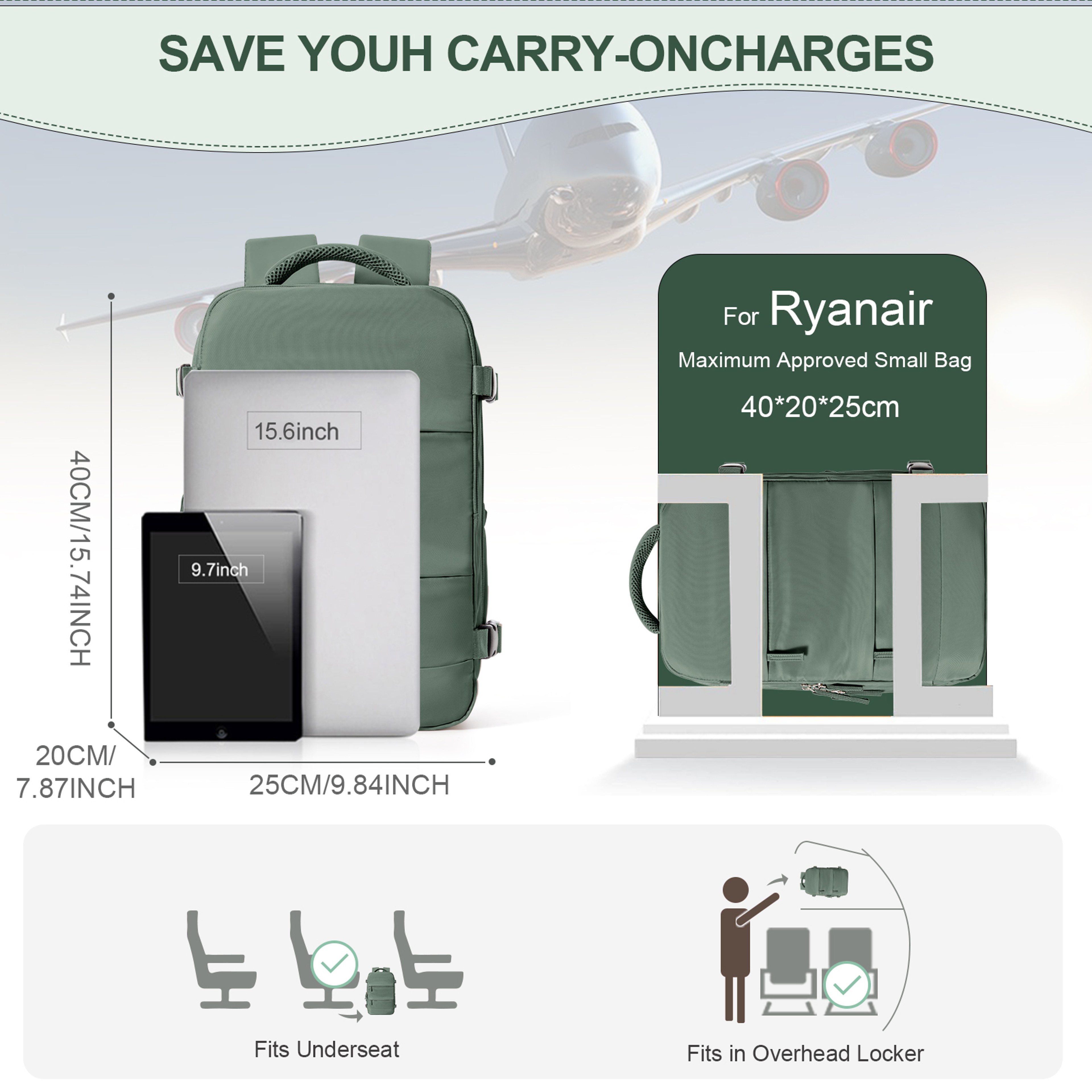 Cabin Bag Travel, Backpack for Men Women, Hand Luggage, Leisure Laptop Backpack – view 2