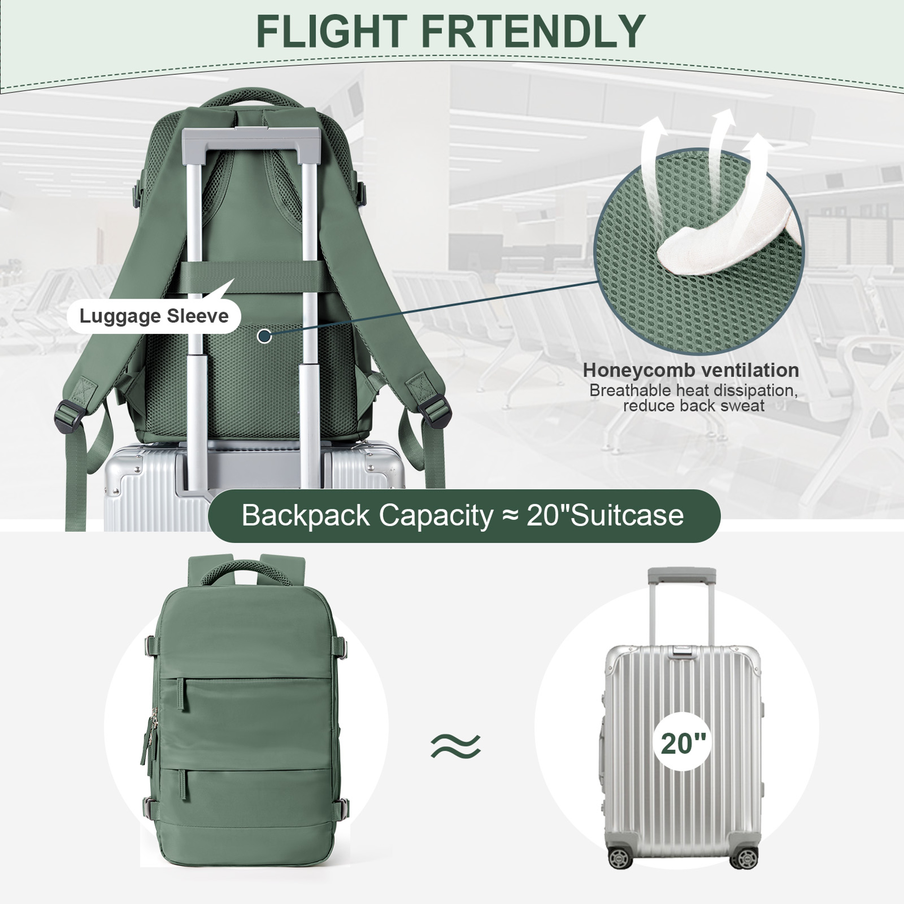 Cabin Bag Travel, Backpack for Men Women, Hand Luggage, Leisure Laptop Backpack – view 4