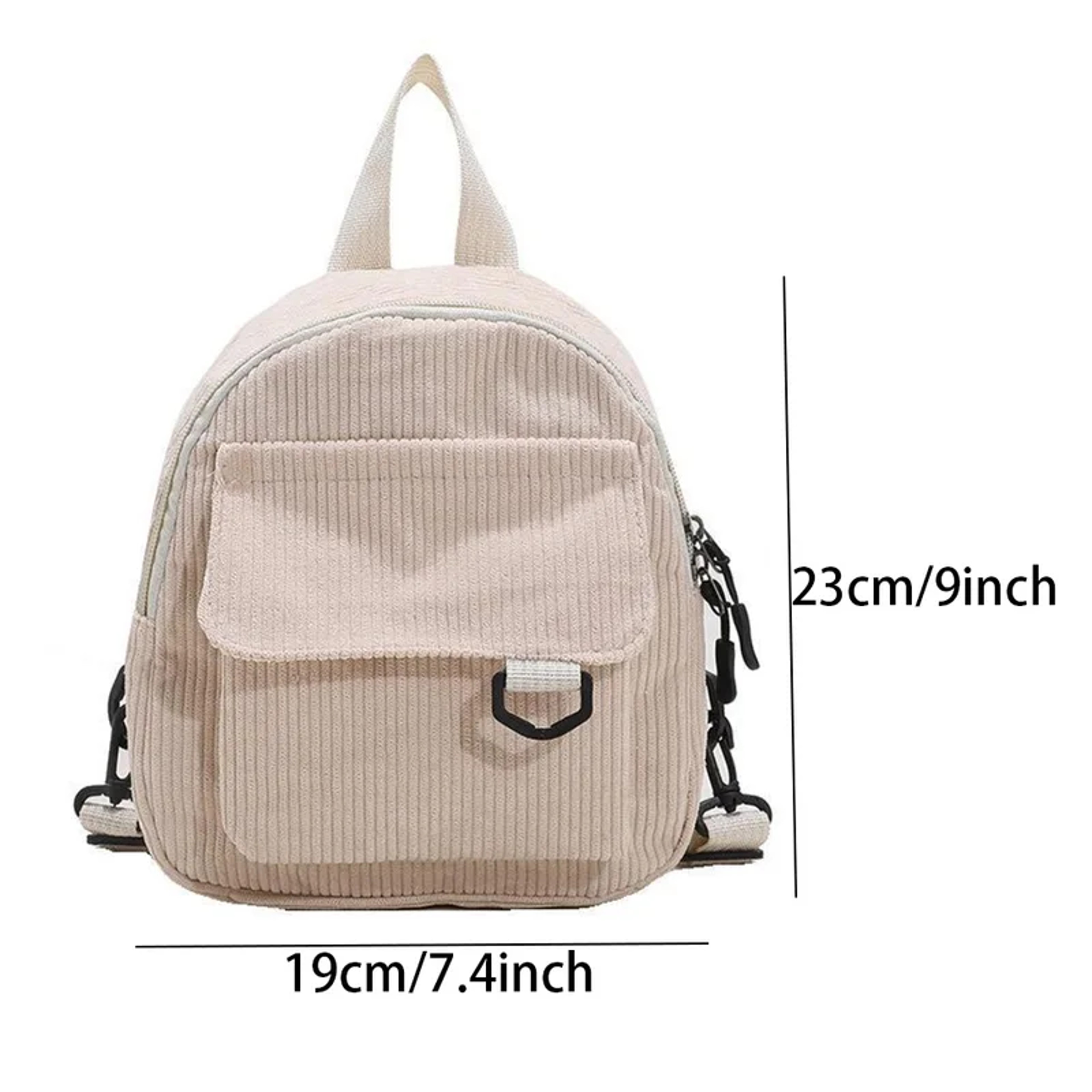 Corduroy texture, mini backpack ins, versatile backpack, super popular cute, commuting makeup bag, student bag – view 2