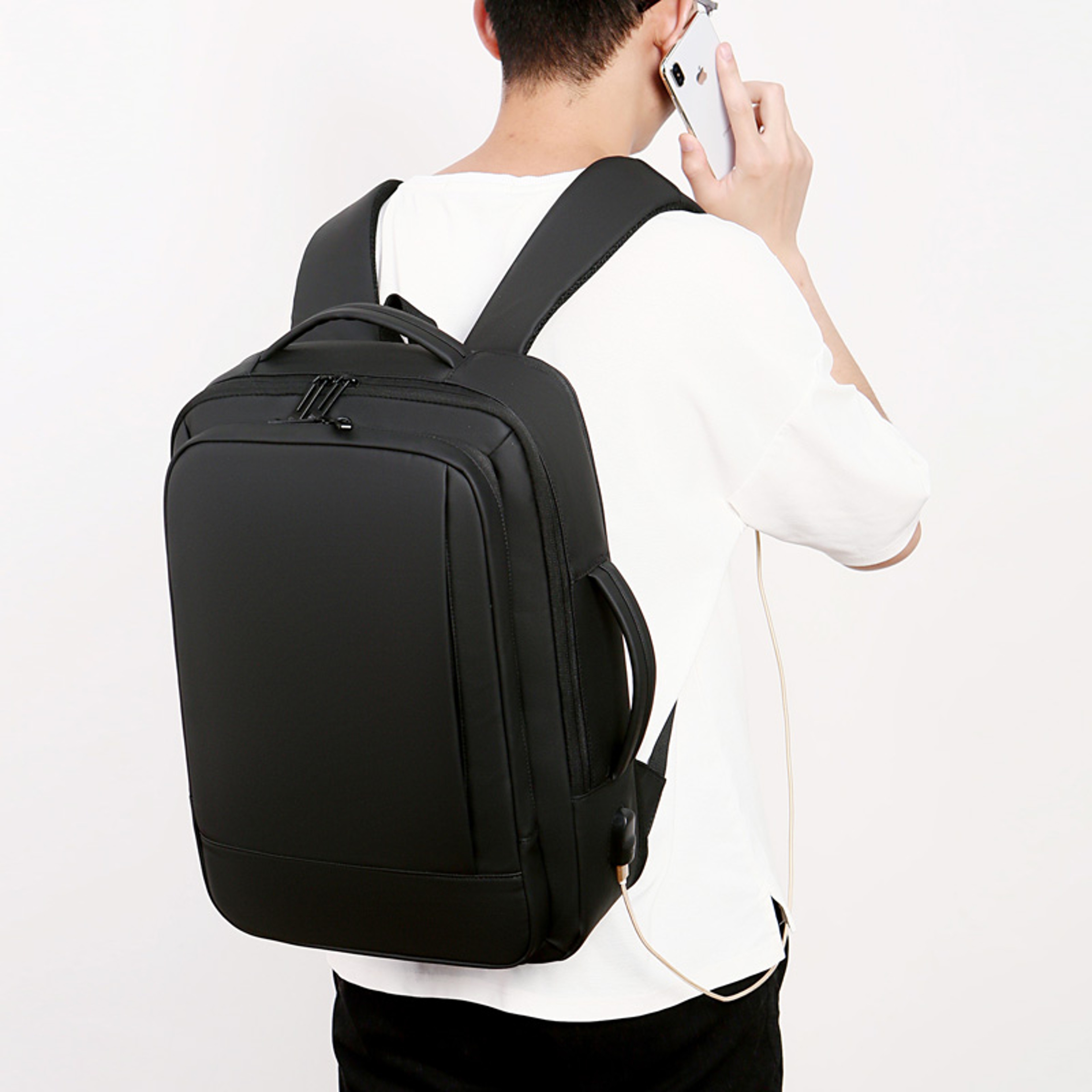 Business Casual Men's Backpack, Expandable Travel Backpack, With USB Charging, Waterproof Fabric, Suitable for Daily Use – view 5