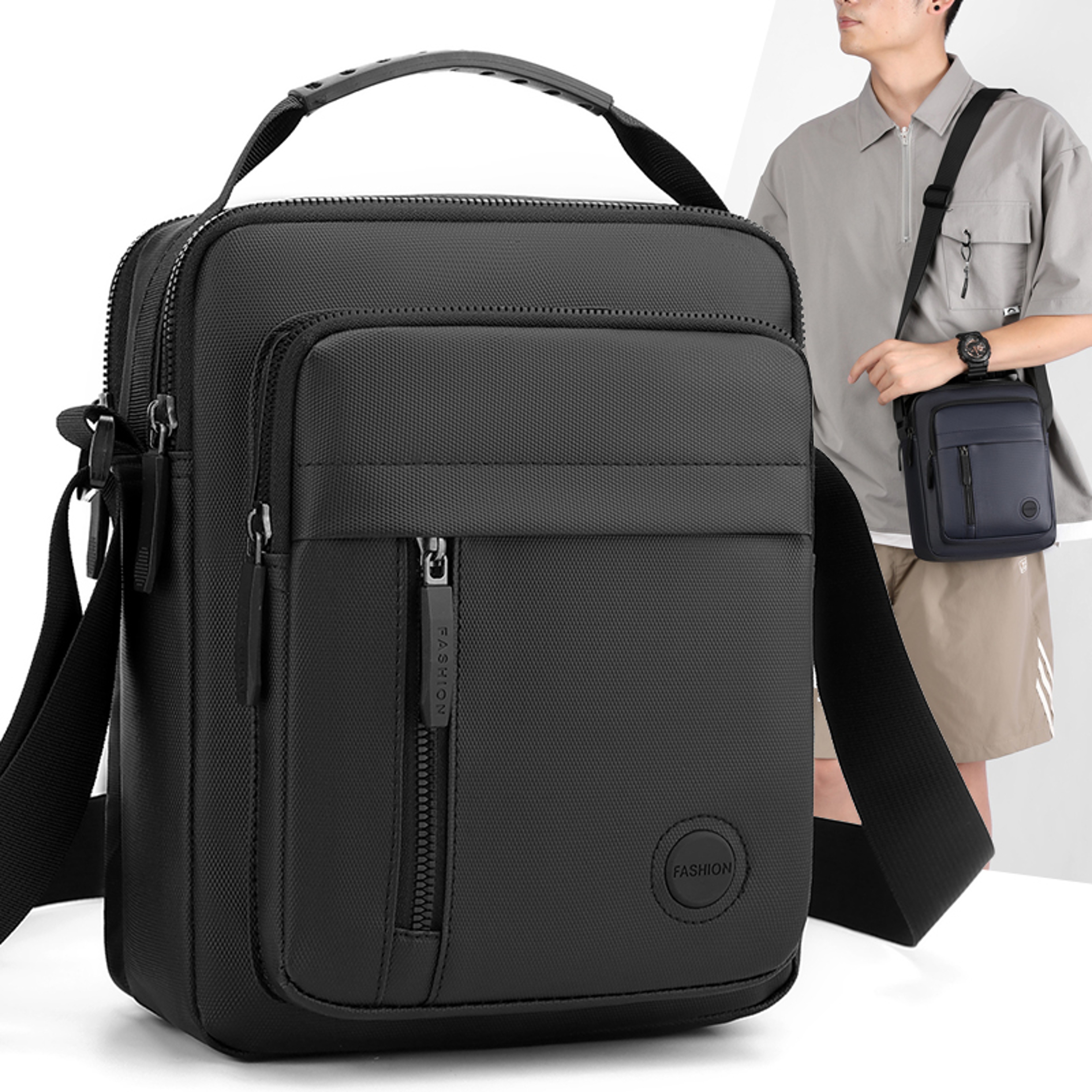 Business Shoulder Bag, Men's Crossbody Bag, Compact Design for Travel, Multi-Compartment, Adjustable Strap, Everyday Use – view 1