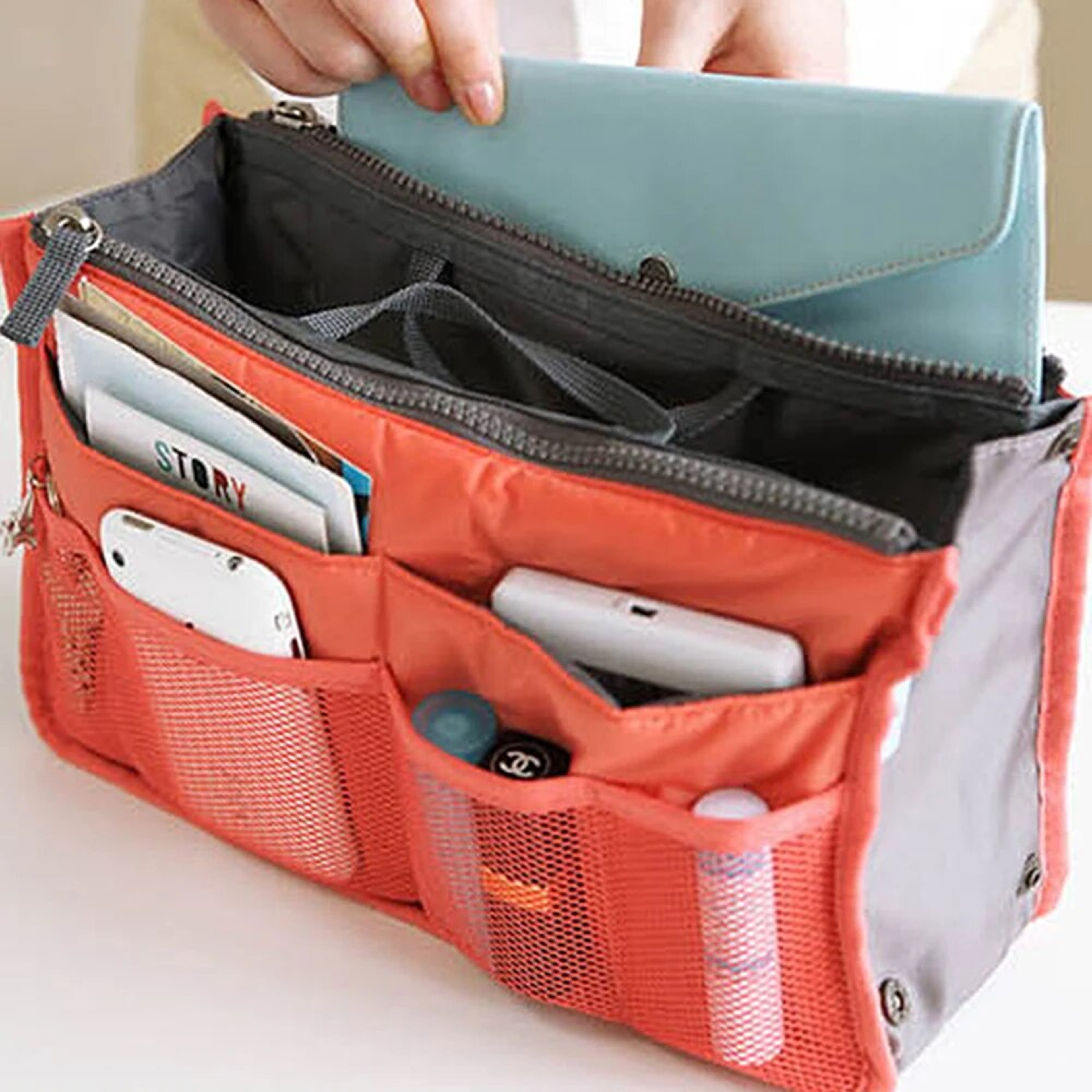 Portable Double Zipper Makeup Bag, Multi Functional Large Capacity Storage Bag, Mommy Bag, Pocket Cosmetic Organizer – view 1