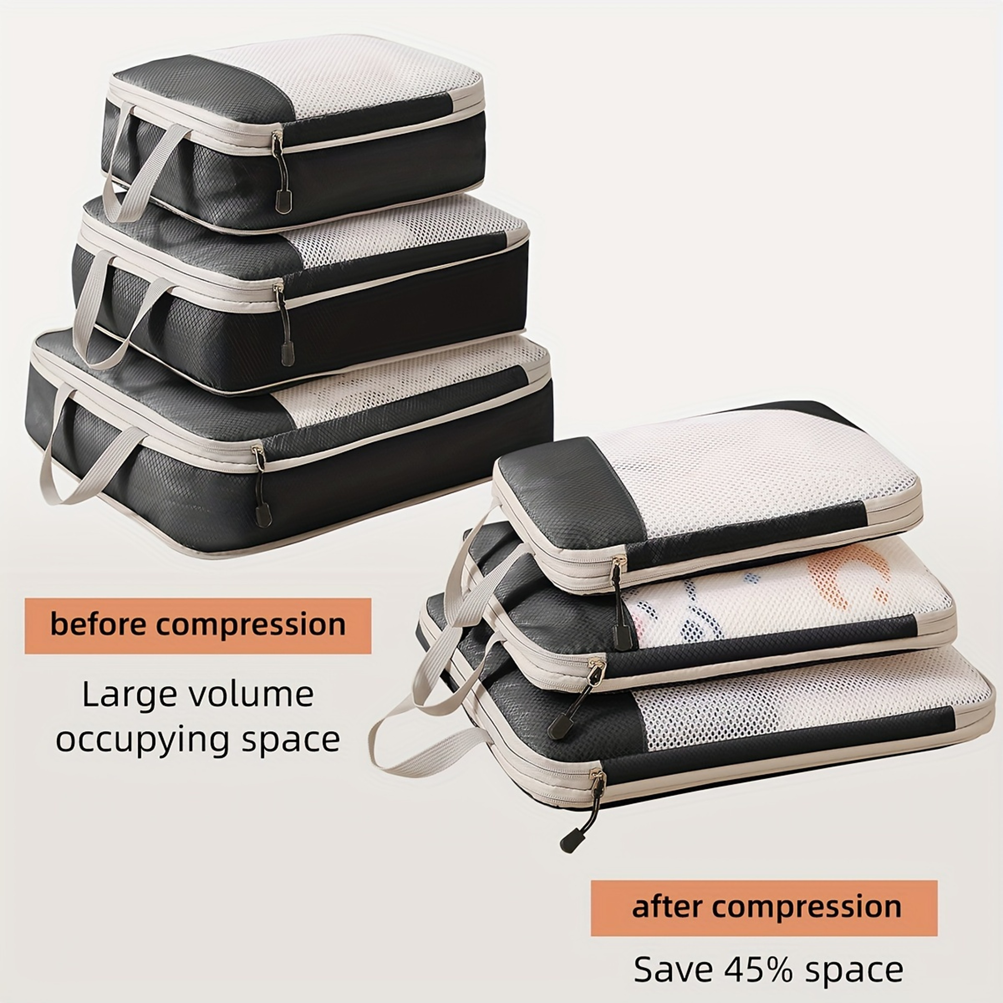 Travel Bag Luggage Organizer, Compression Cube Set, Carry-On Travel Essentials – view 7