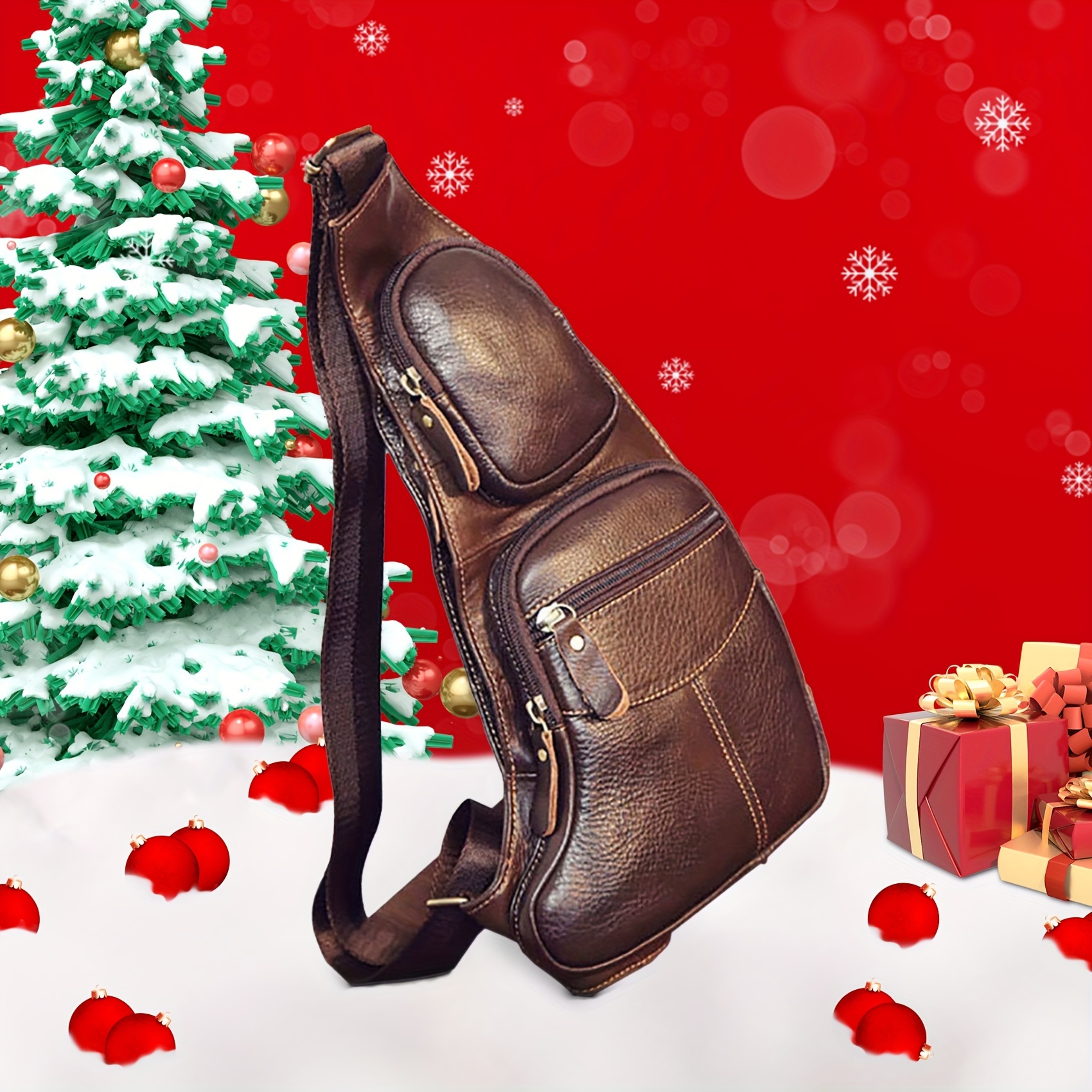 Leather Backpack, Crossbody Bag, Tactical Outdoor Travel Chest Bag, Single-Shoulder Design for Hiking and Camping – view 2