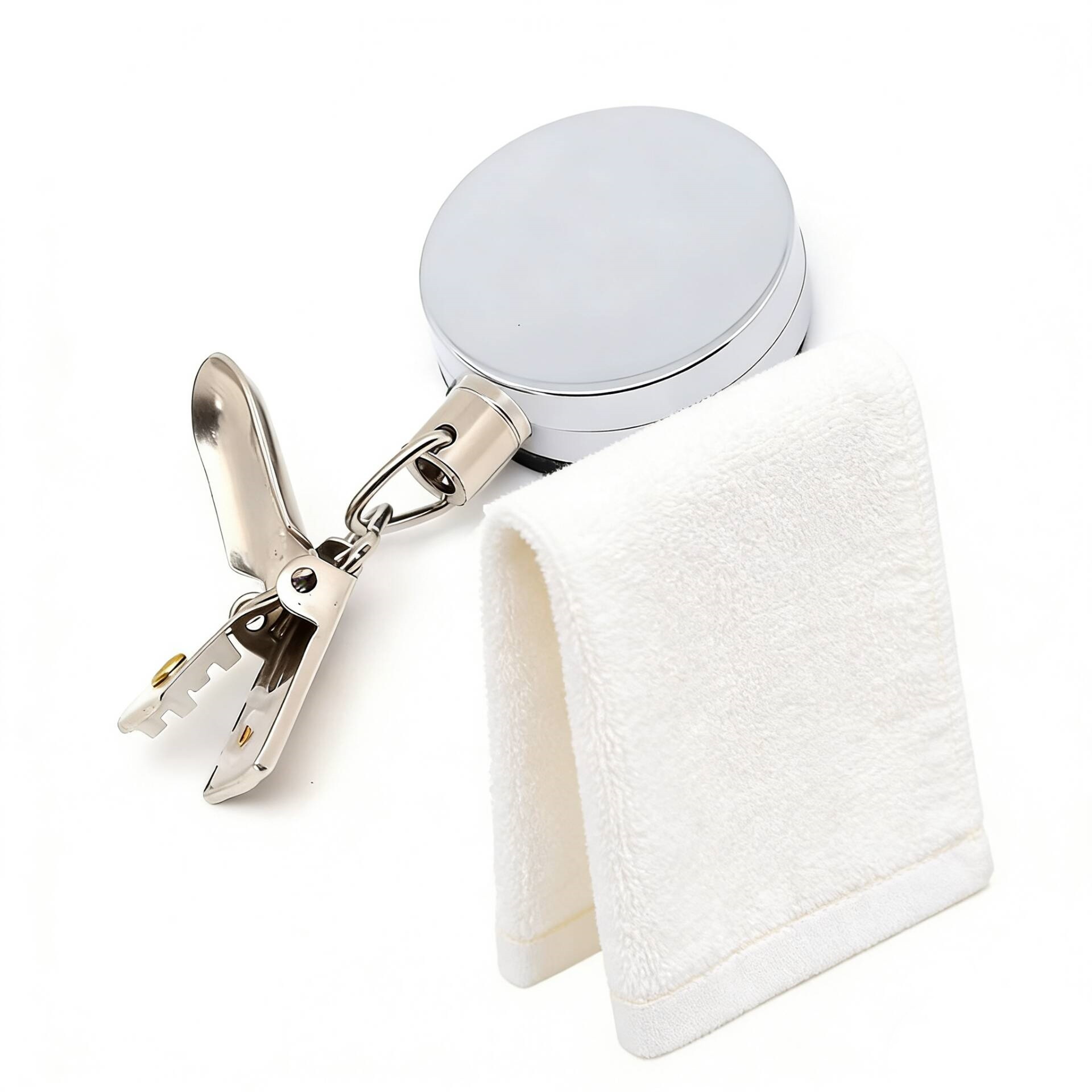 Automatic Retractable Self Adhesive Towel Rack No Drill Wall Mounted Clip Holder Organizer 2