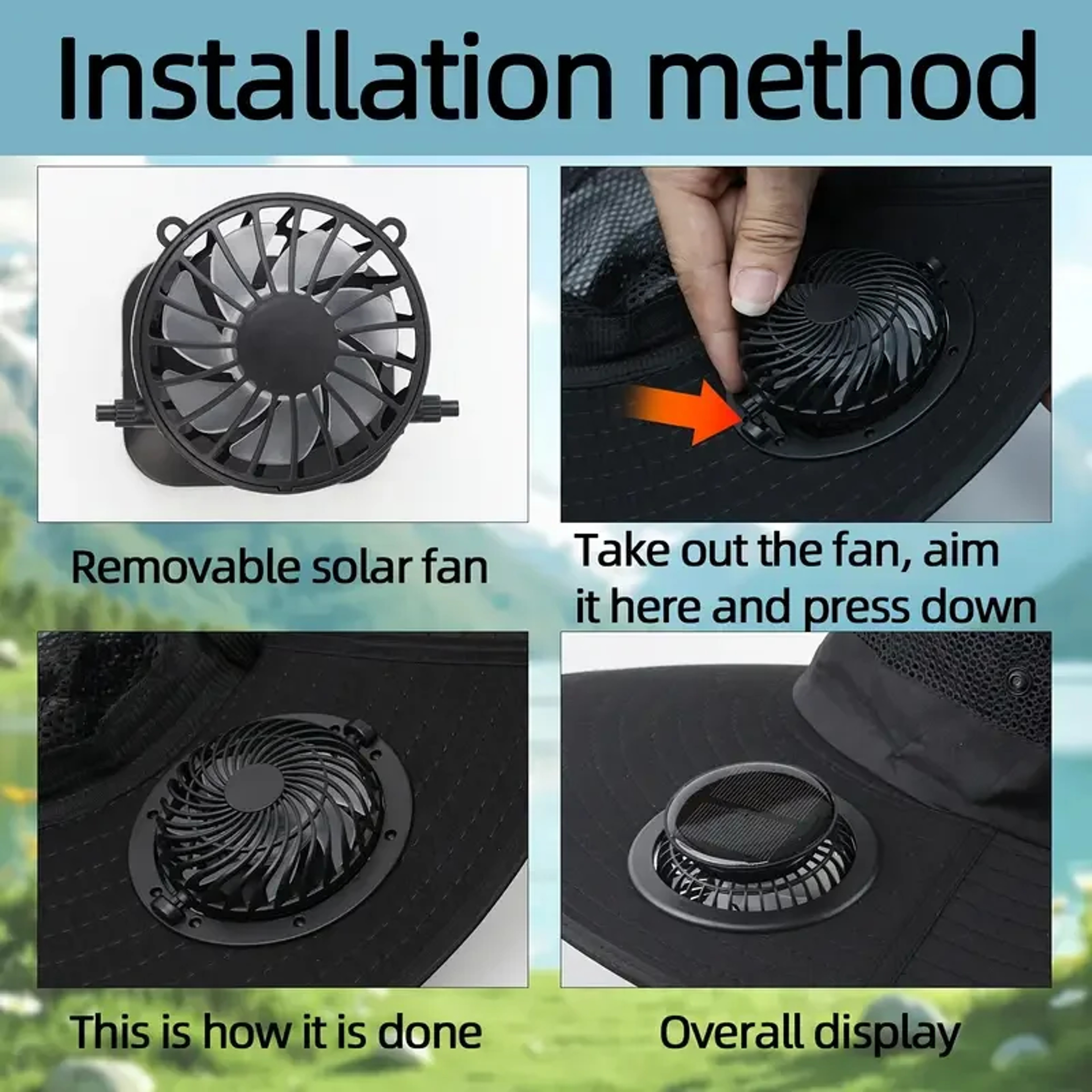 Solar Solar Fan Hat Cooling Sun Hat With USB Rechargeable Fan For Fishing Hiking  Travel 2