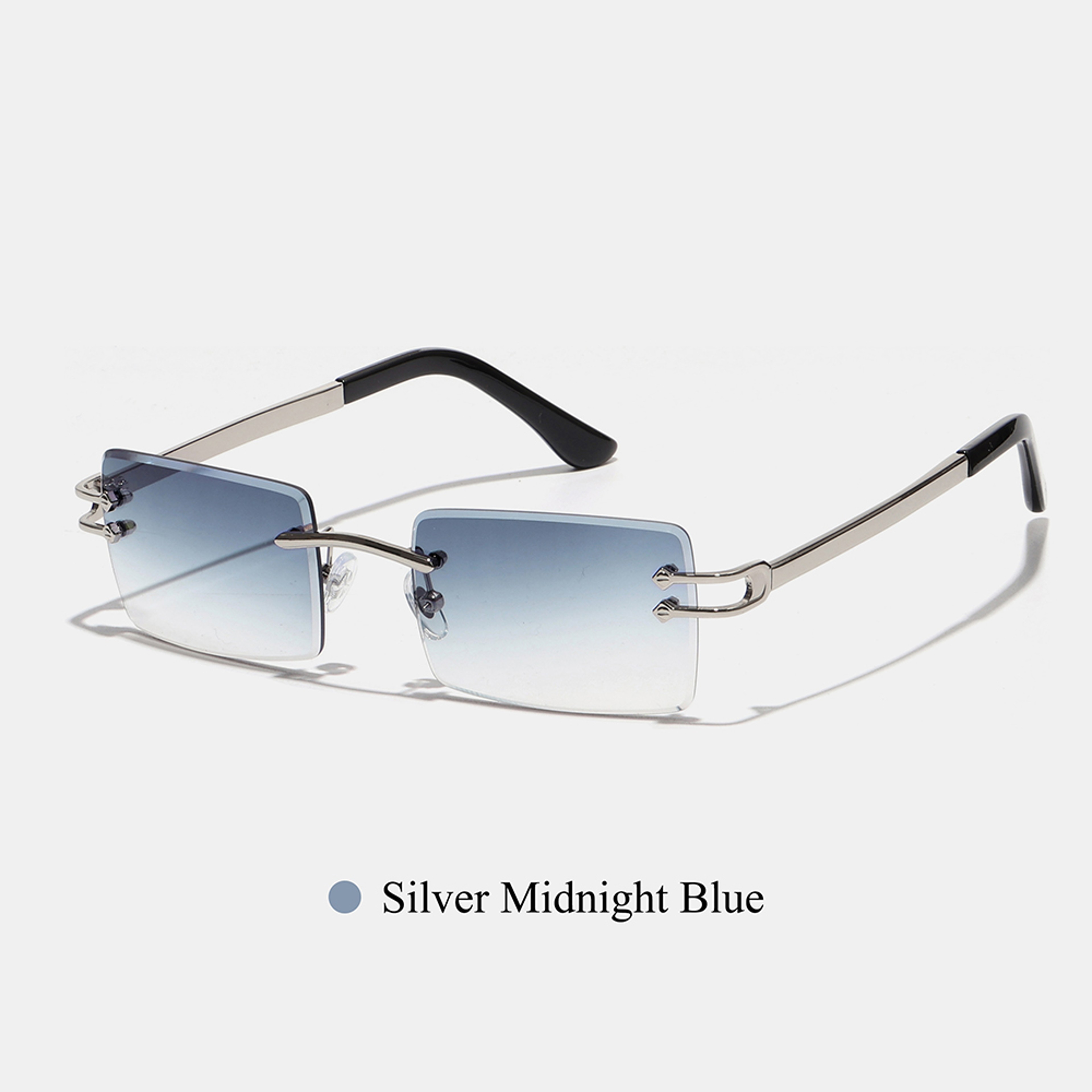Rimless Square Sunglasses With Diamond Cut Lenses For Men  Women 3