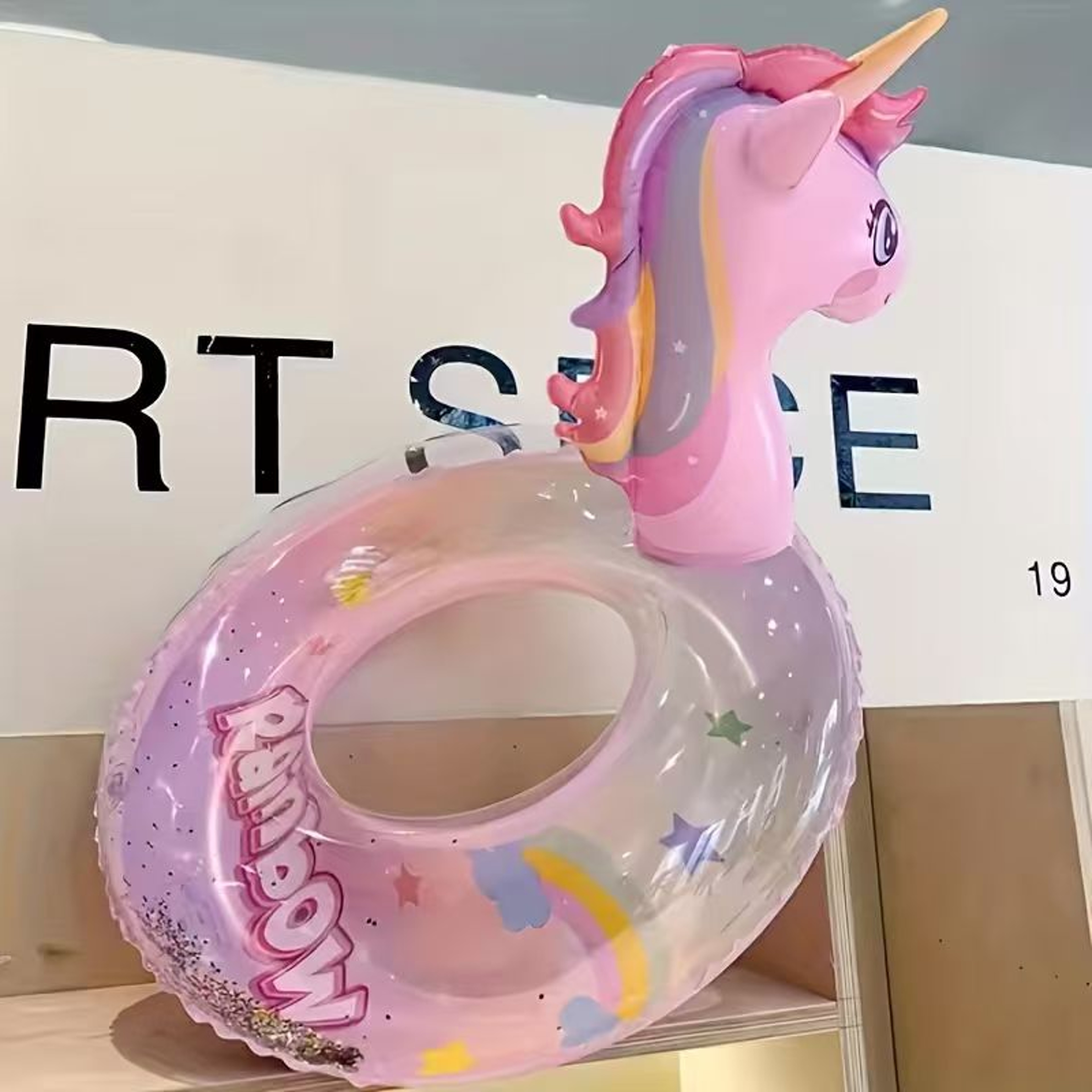 Rainbow Unicorn Glitter Inflatable Pool Float For Kids  Adults Summer Pool Party Lounger 4
