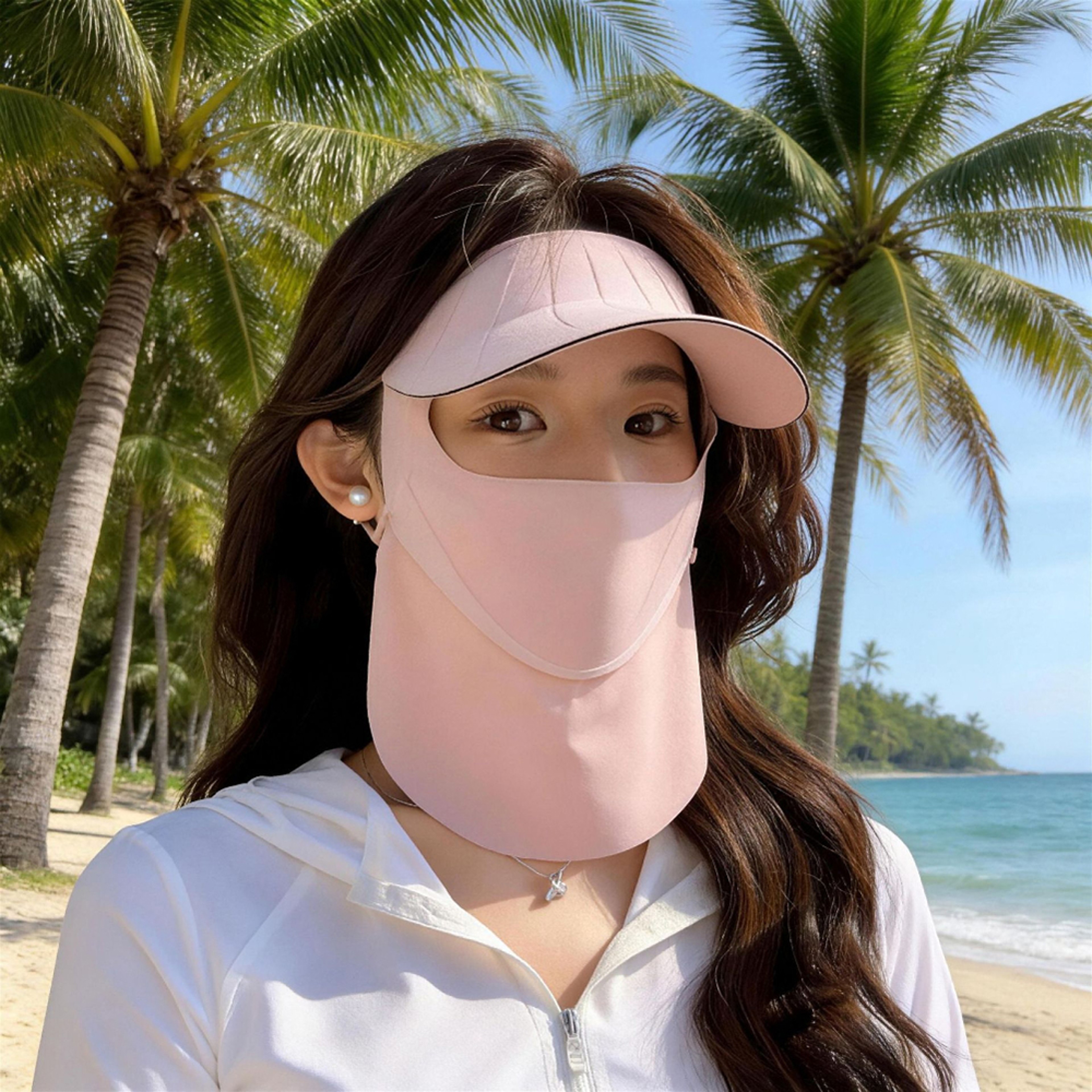 Ice Silk UV Protection Face Mask With Cooling Visor And Neck Shield 5