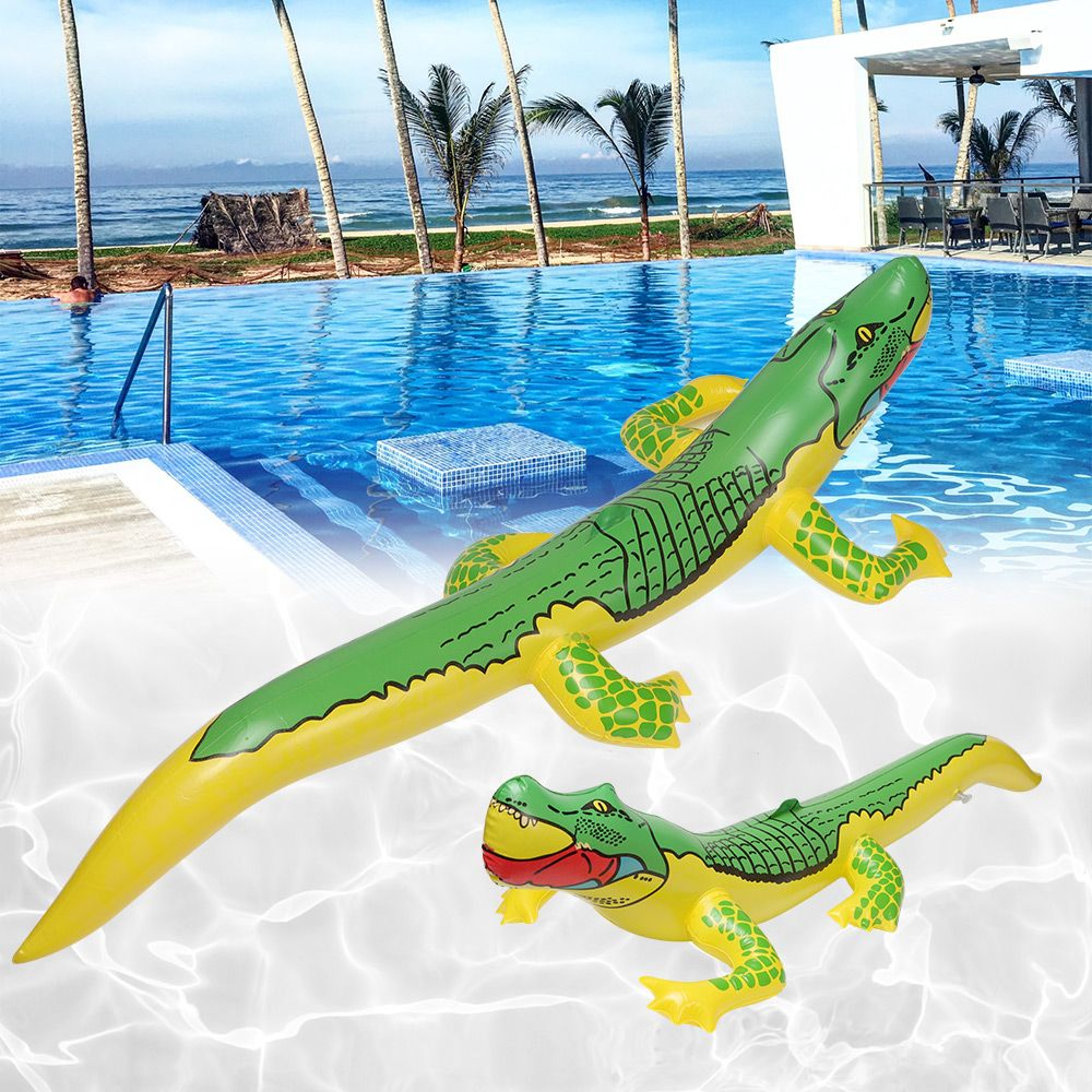 InflaGator Inflatable Crocodile Pool Toy For Beach Pool  Summer Water Fun 0
