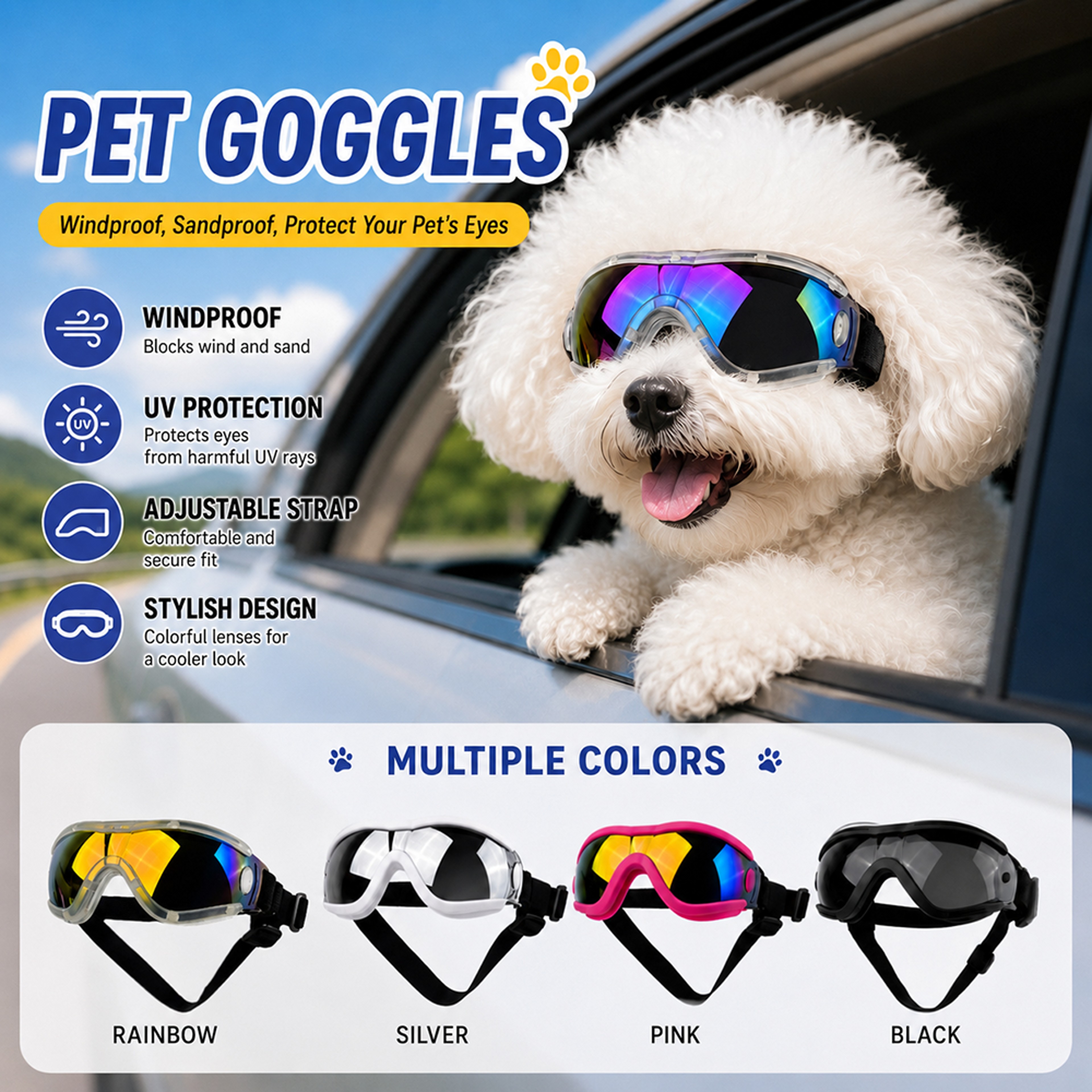 UV Protection Dog Sunglasses For Small  Medium Pets Outdoor Riding Goggles 2