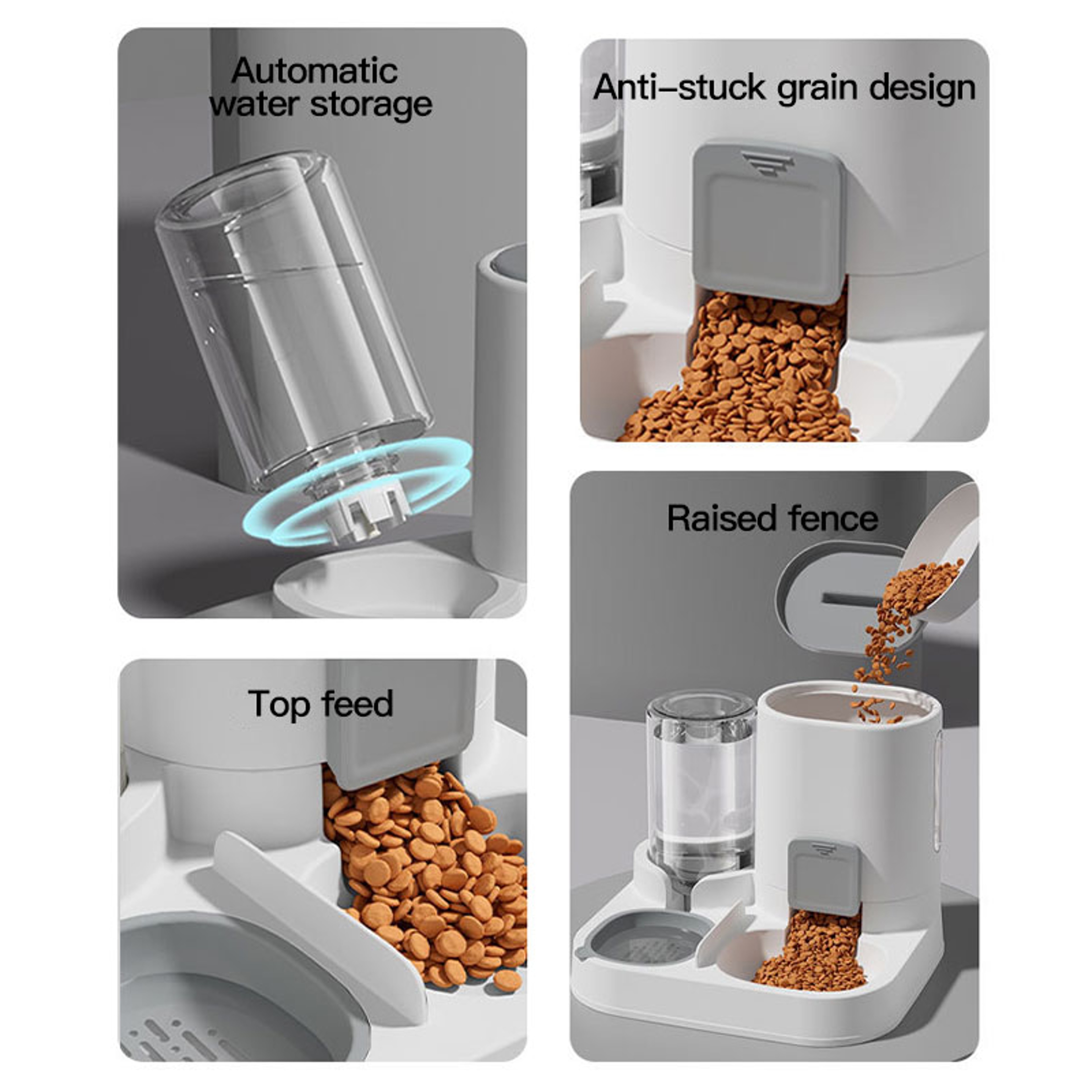 Automatic Gravity Cat Feeder And Water Dispenser Large Capacity Pet Feeding Station 1