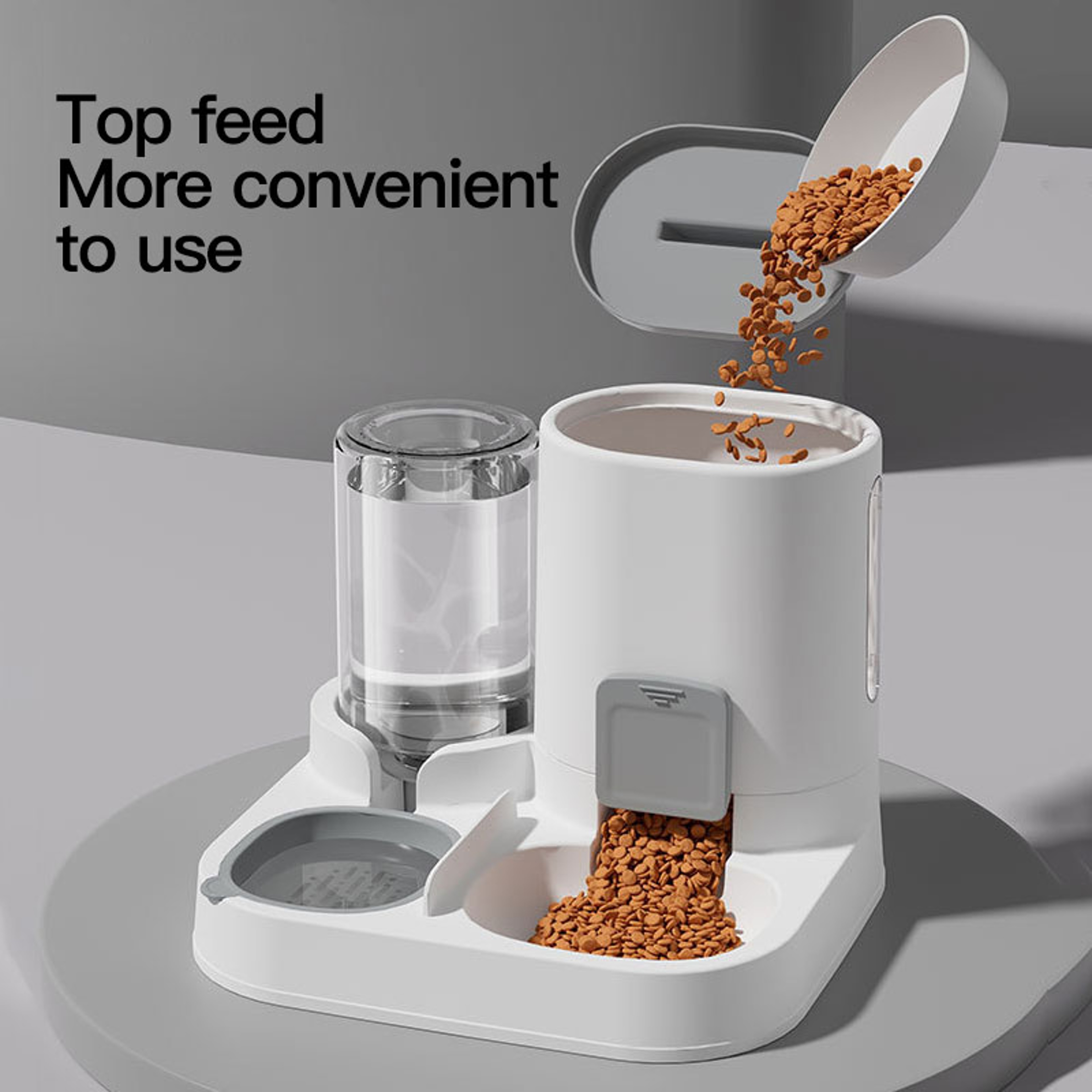 Automatic Gravity Cat Feeder And Water Dispenser Large Capacity Pet Feeding Station 3