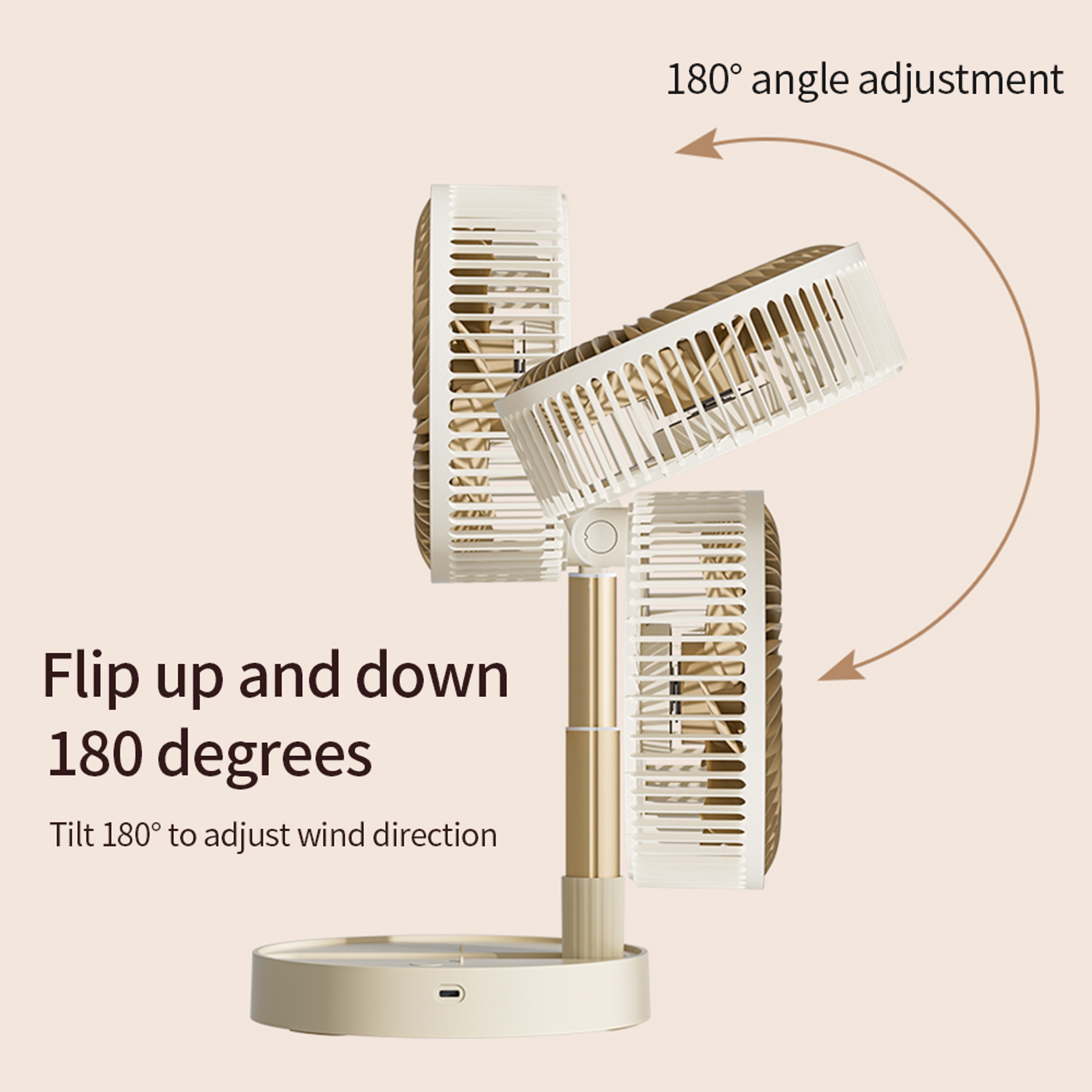 Portable Rechargeable Fan With Foldable Stand USB Desk Fan Speeds  Timer 3