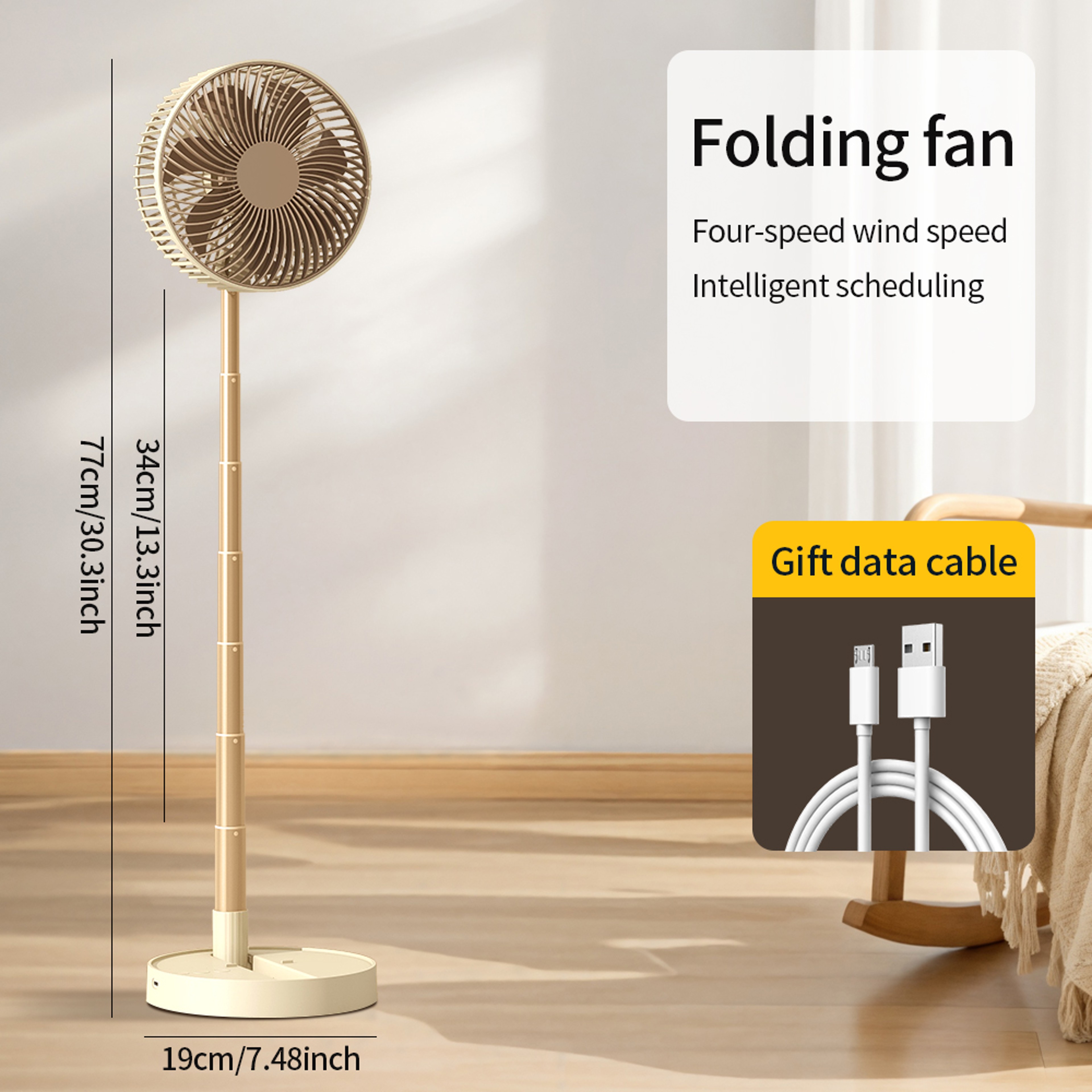 Portable Rechargeable Fan With Foldable Stand USB Desk Fan Speeds  Timer 6