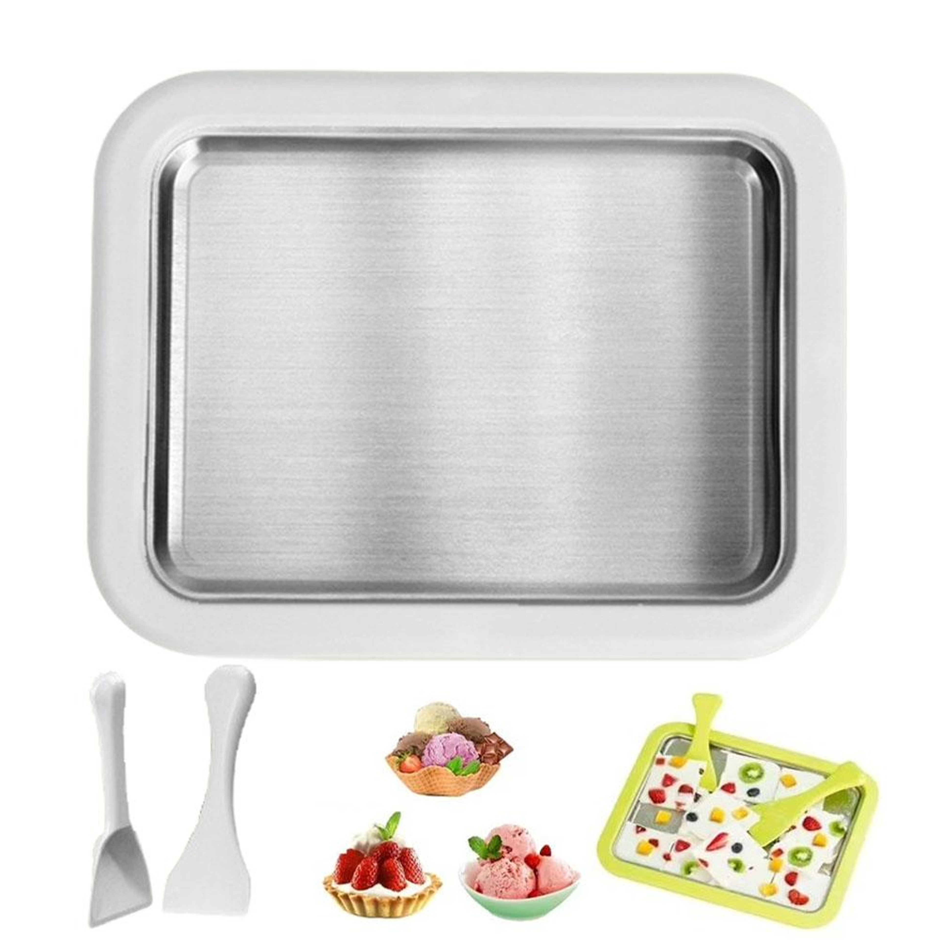 Portable Ice Cream Roll Maker Stainless Steel DIY Cold Plate Frozen Dessert Maker 5