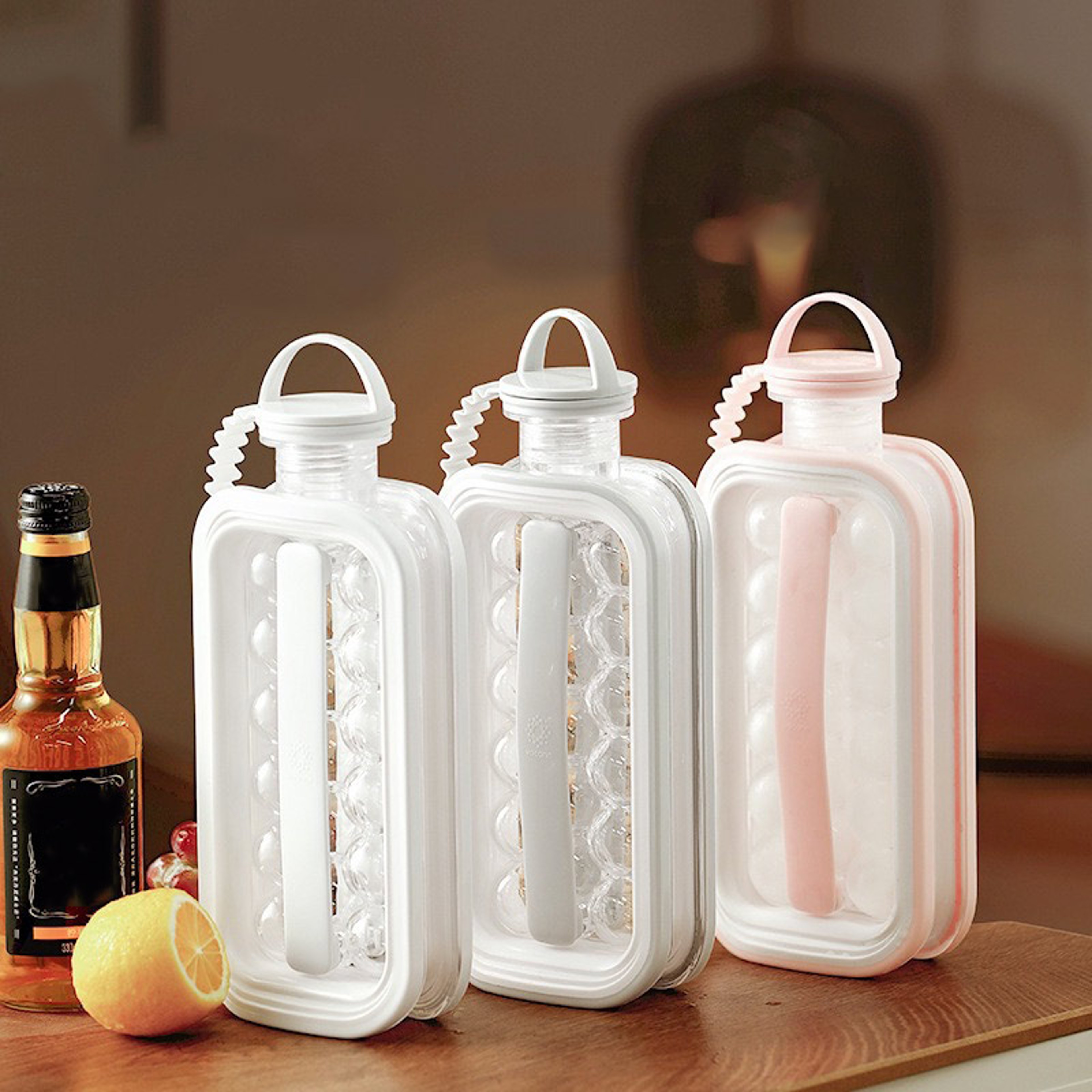 Folding Silicone Ice Maker Bottle with Food Grade Ice Cube Mold – view 1