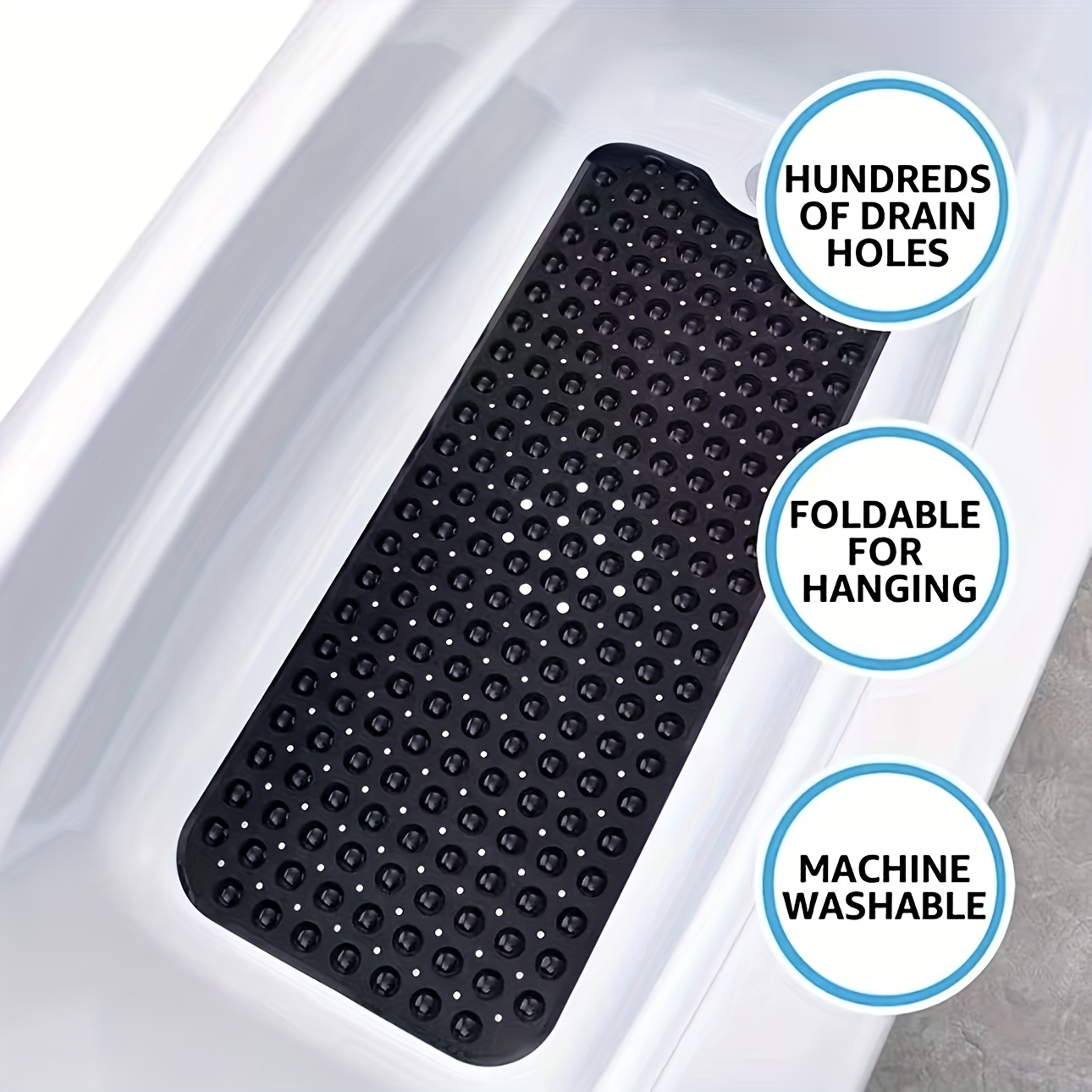 Safe Step Non Slip Shower Mat With Suction Cups And Drain Holes Machine Washable Bathtub Mat 3
