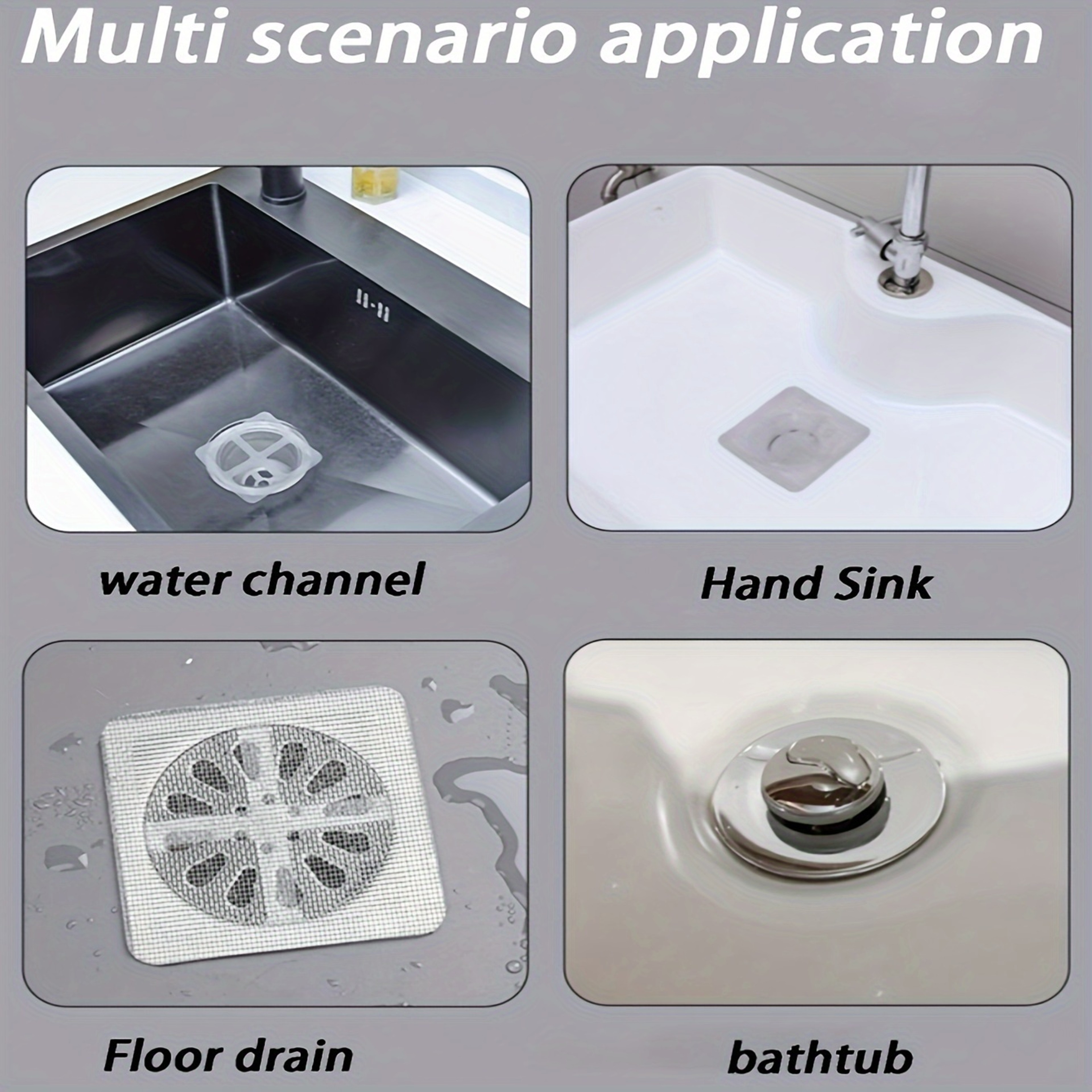 Self Adhesive Drain Hair Catcher Floor Drain Sticker For Bathroom Kitchen Sink Anti Clog Filter 5