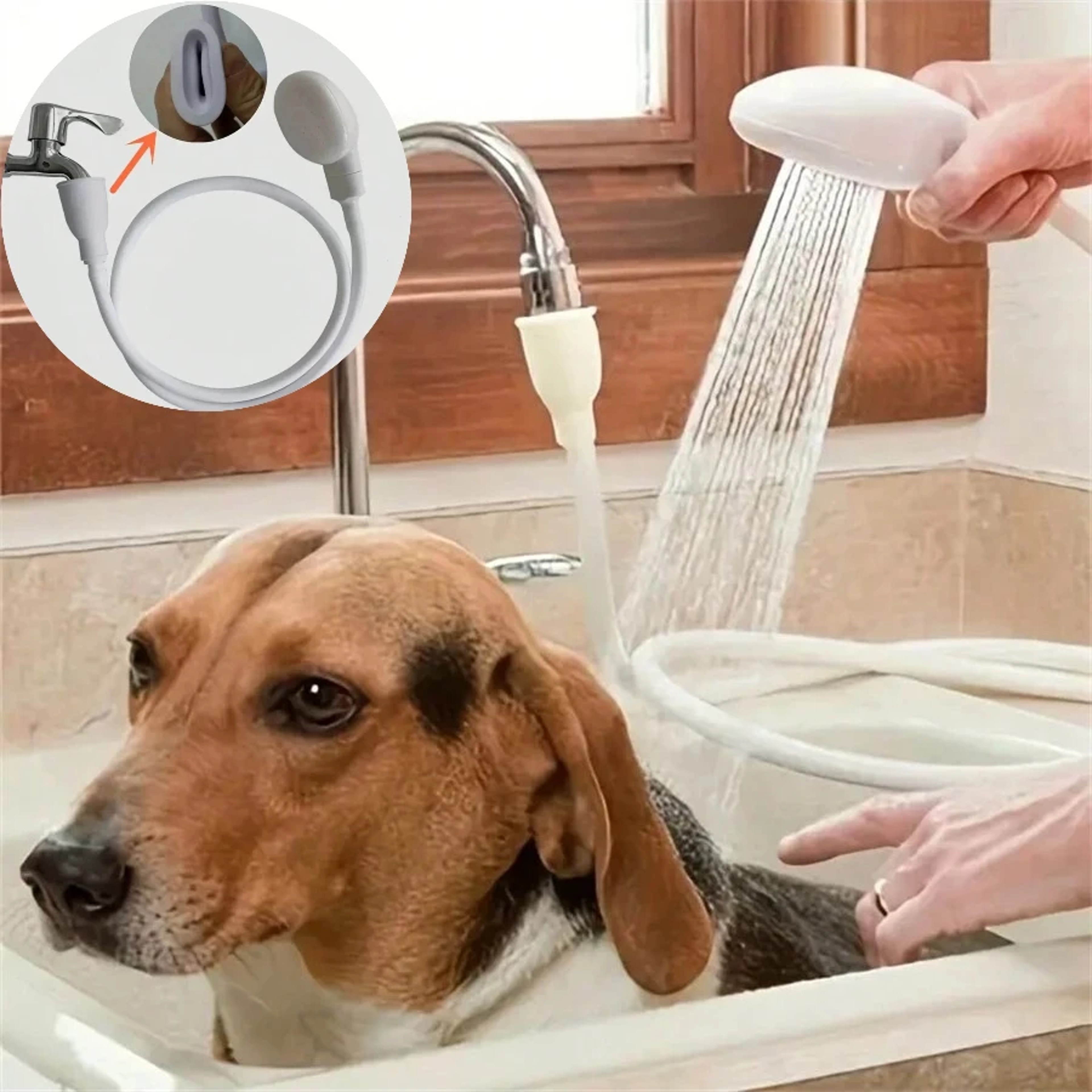 Universal Faucet Shower Attachment with Flexible Sink Sprayer Hose for Hair Washing, Pet Bathing & Cleaning – view 1