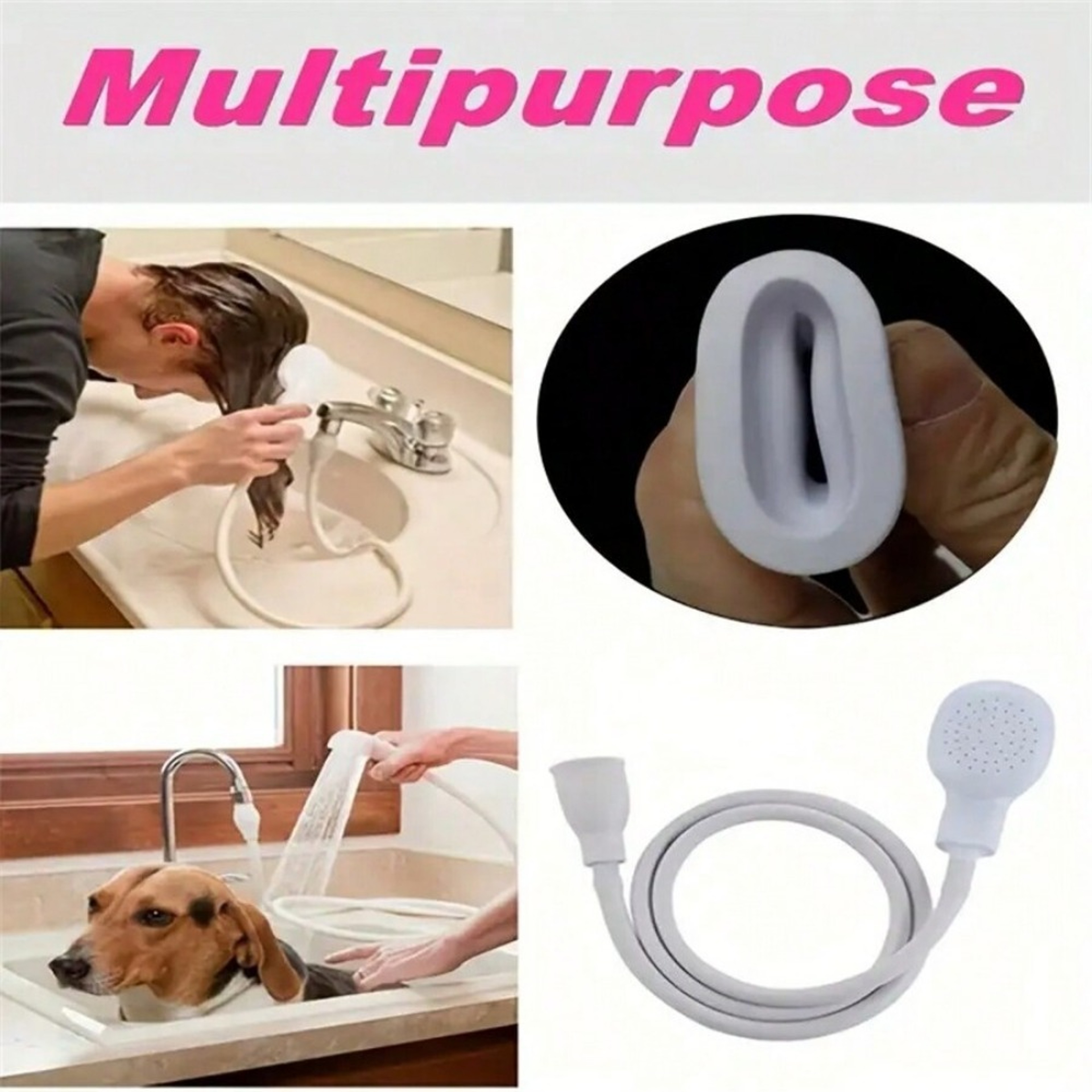 Universal Faucet Shower Attachment with Flexible Sink Sprayer Hose for Hair Washing, Pet Bathing & Cleaning – view 4