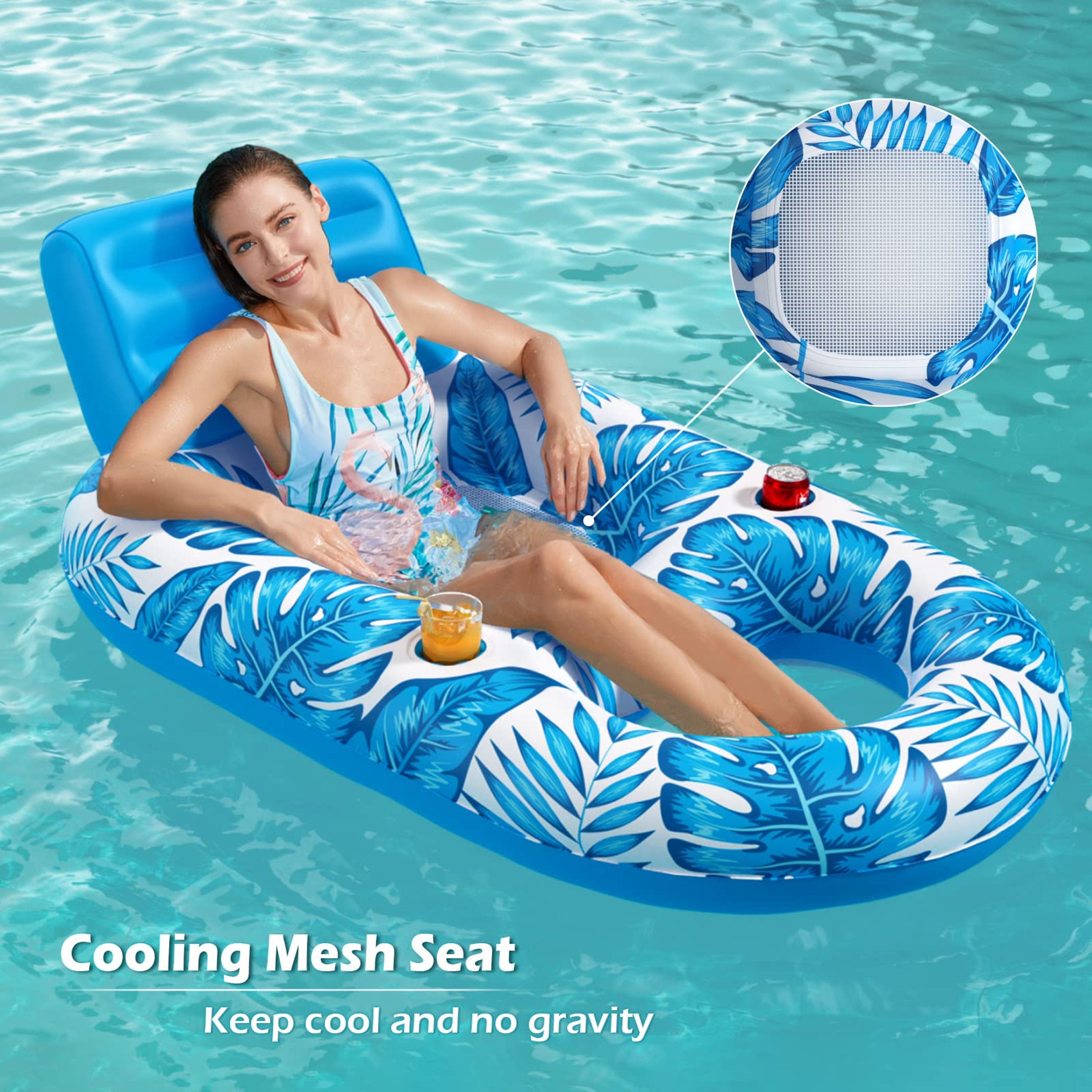 Luxury Inflatable Pool Float Lounge Chair For Adults With Comfortable Floating Pool Raft Design 1