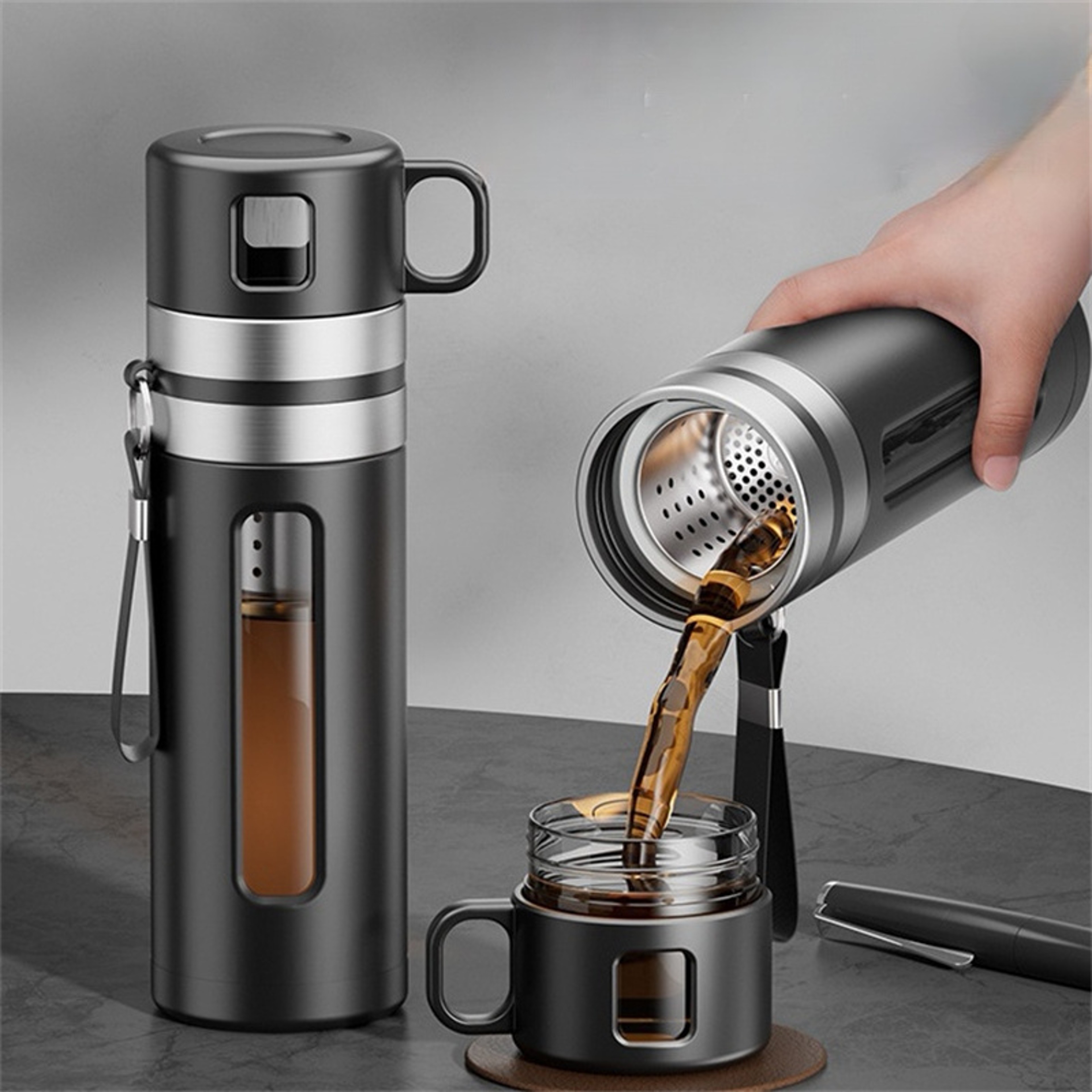 Glass Tea Infuser Bottle With Tea Separation Filter Borosilicate Glass Water Bottle 0