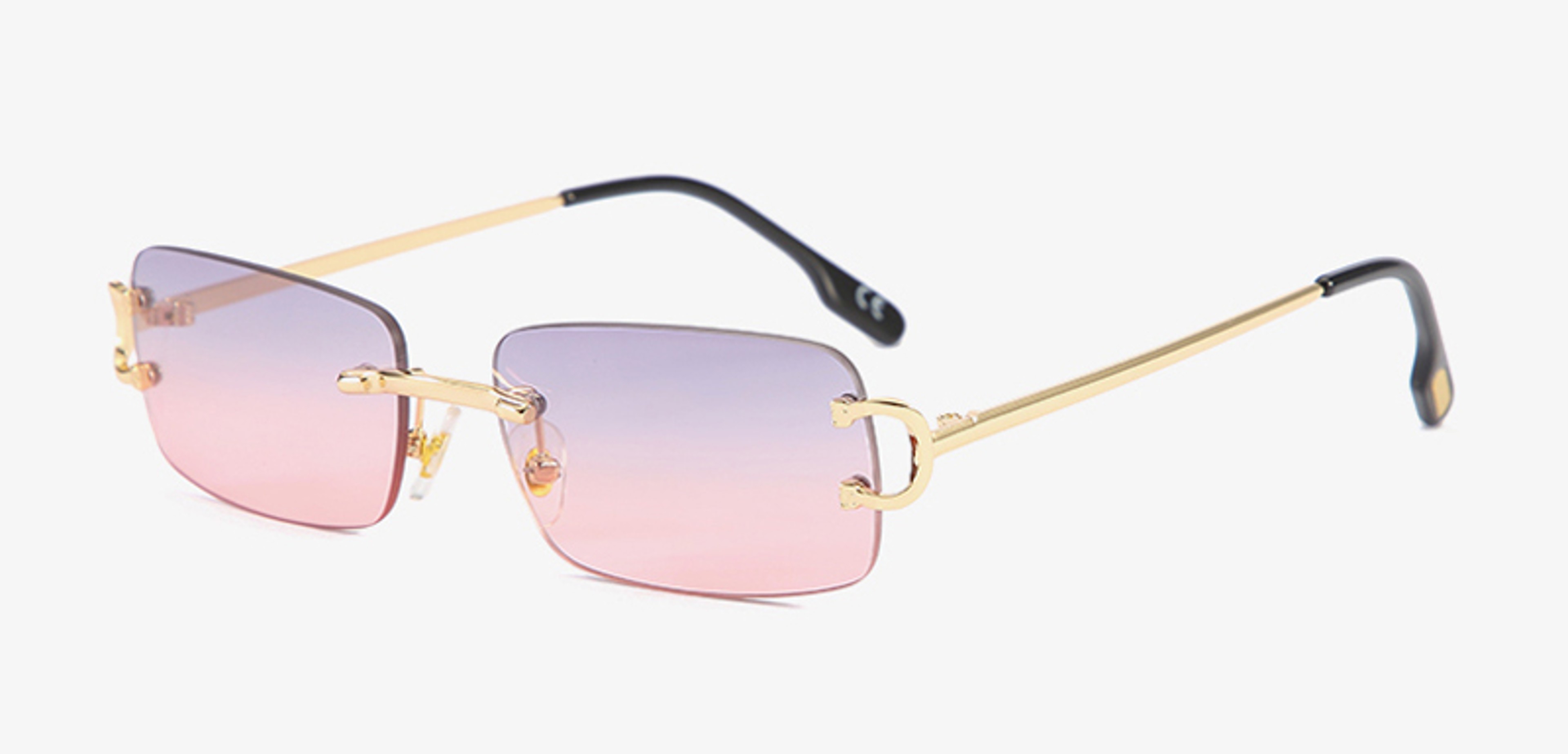 Rectangular Rimless Sunglasses With Protection For Men  Women 3