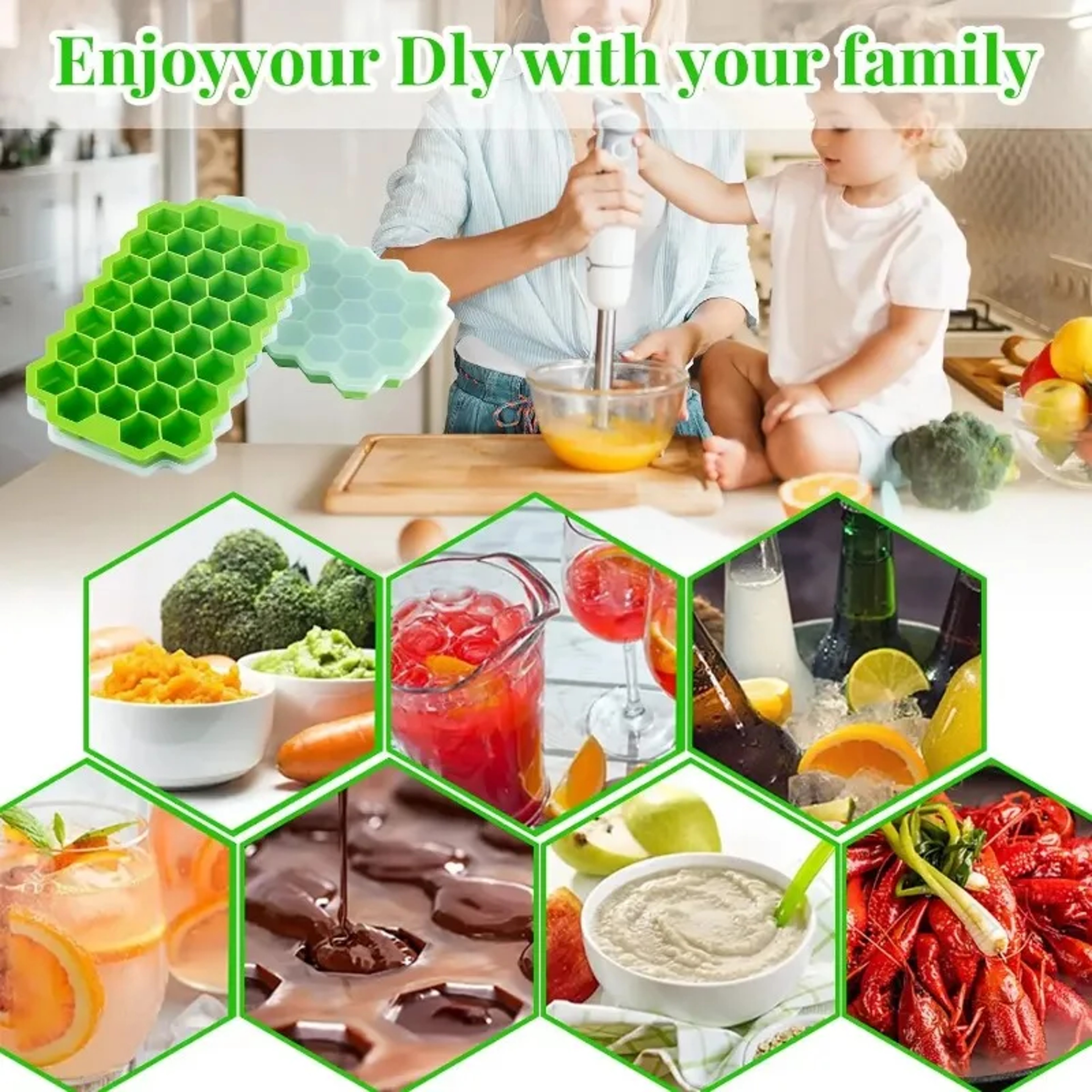 Honeycomb Silicone Ice Cube Tray Hexagon Ice Cube Mold For Chilled Drinks And Cocktails 4