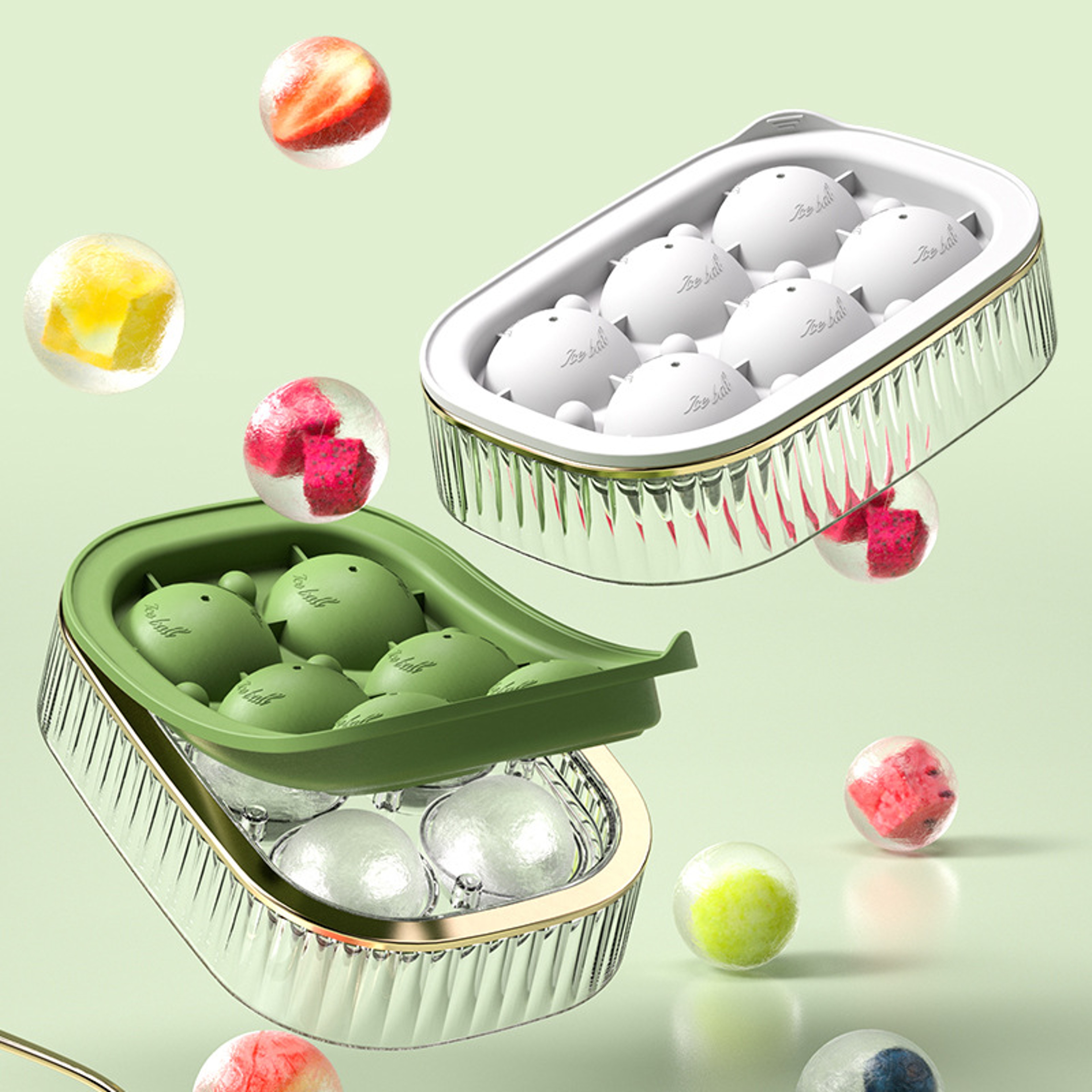 Large Capacity Silicone Ice Mold With Lid Reusable Ice Sphere Mold For Perfect Round Ice Balls 0