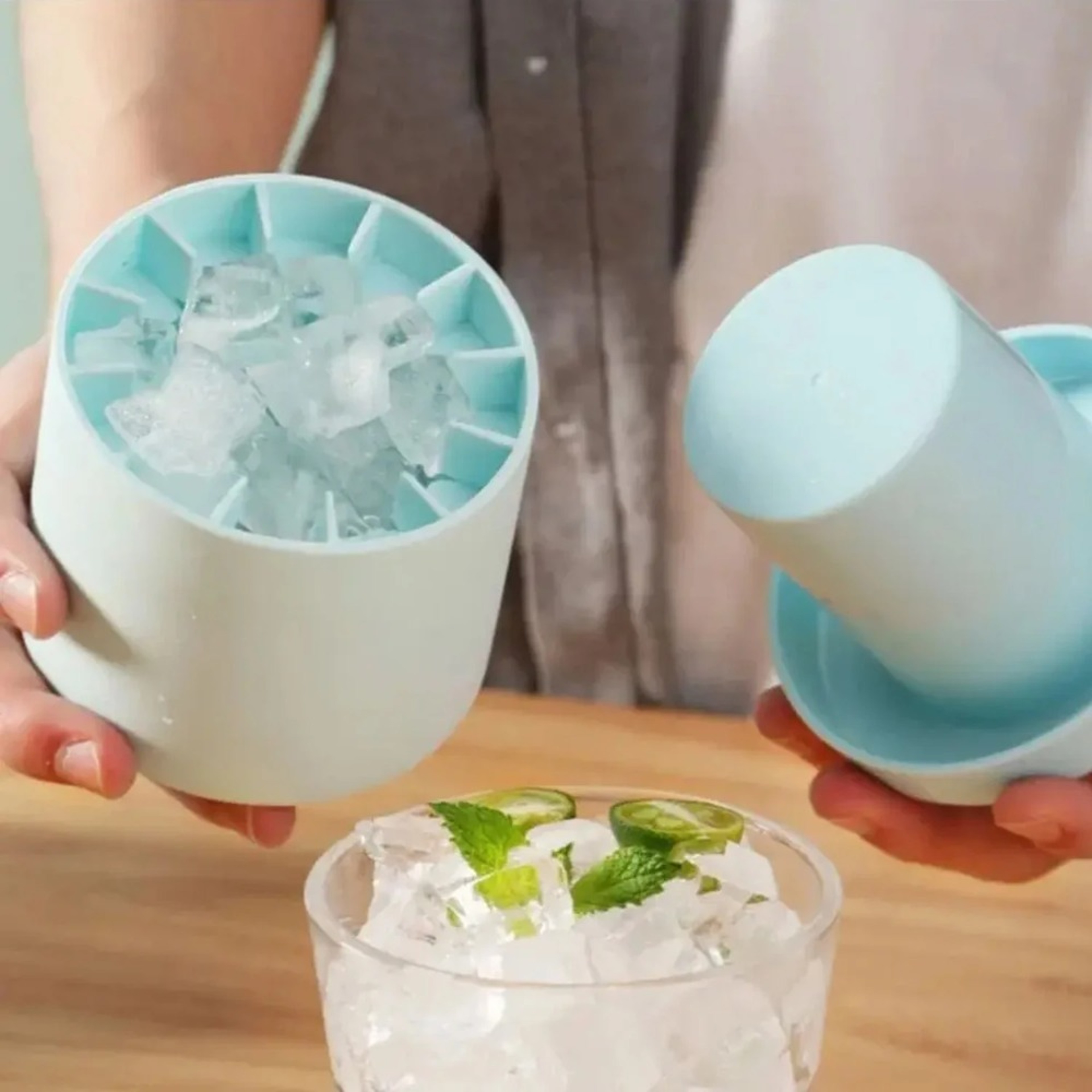 Silicone Ice Cube Mold With Ice Bucket Mini Round Ice Maker For Cocktails Coffee  Cold Drinks 2
