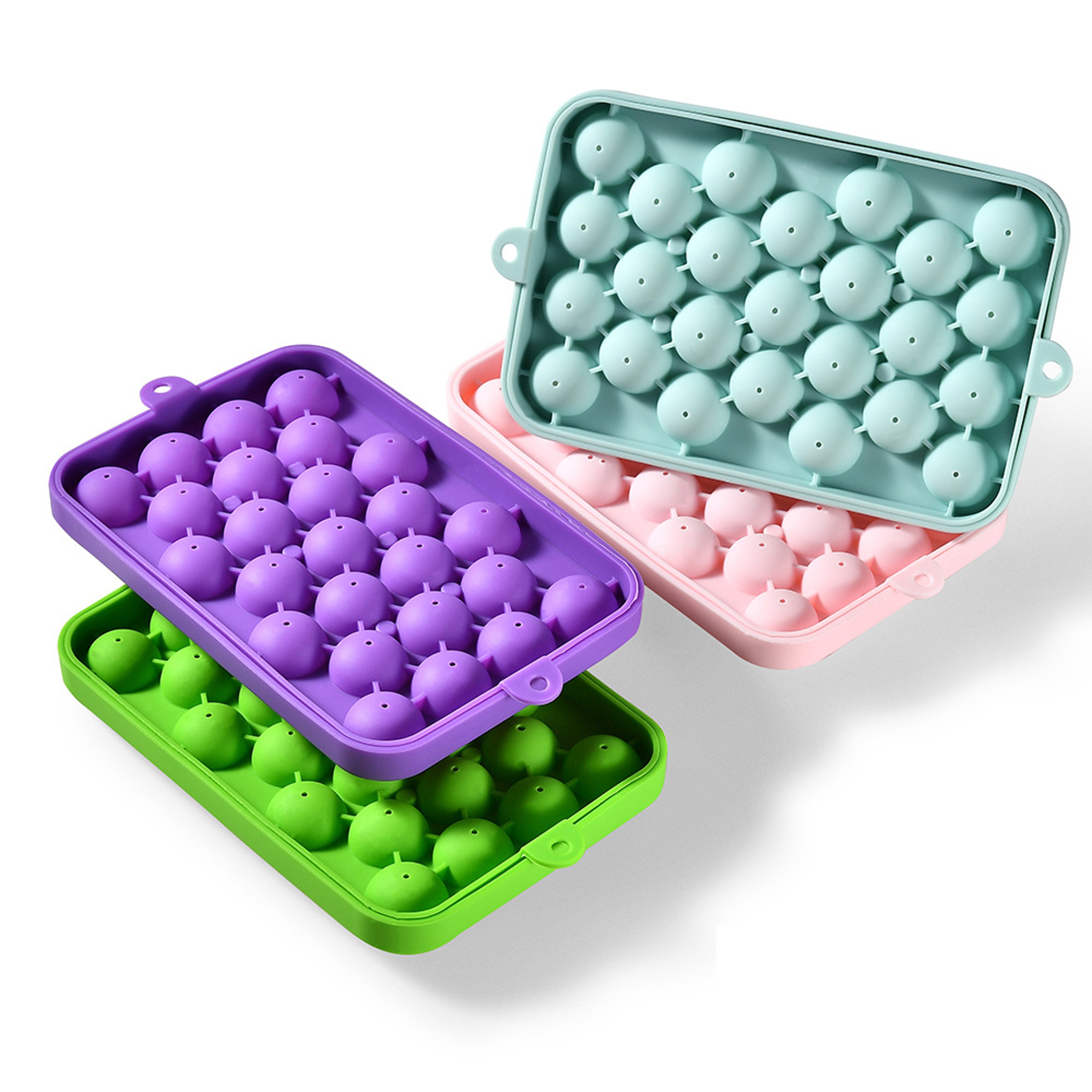 Cavity Silicone Ice Cube Tray With Lid Reusable Ice Ball Mold For Fruit Infused Drinks 5
