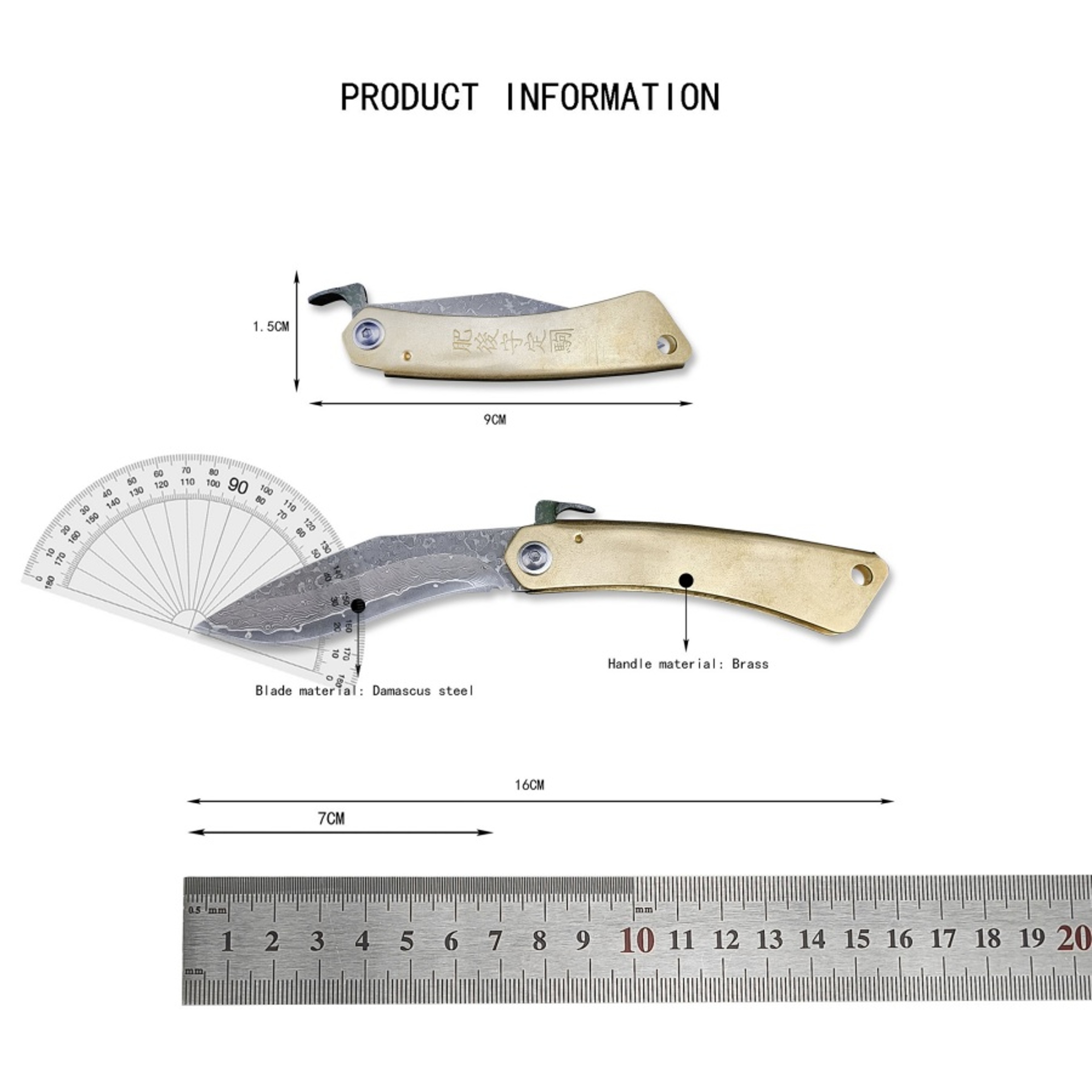 Damascus Folding Knife With Leather Sheath Mini Pocket Knife For Fishing Camping  Hiking 6