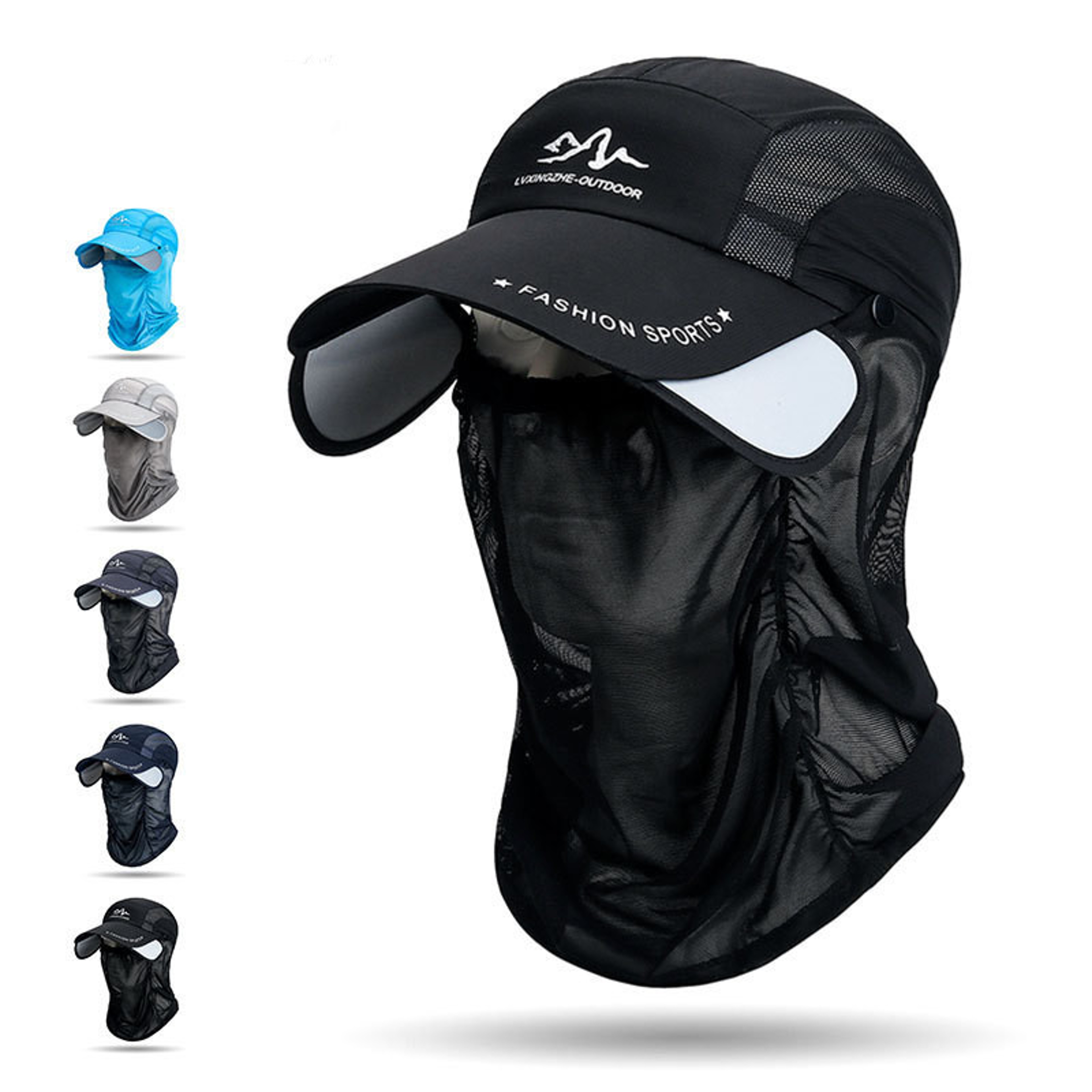 Retractable Sun Protection Hat With Detachable Neck Flap Quick Dry Baseball Cap 2