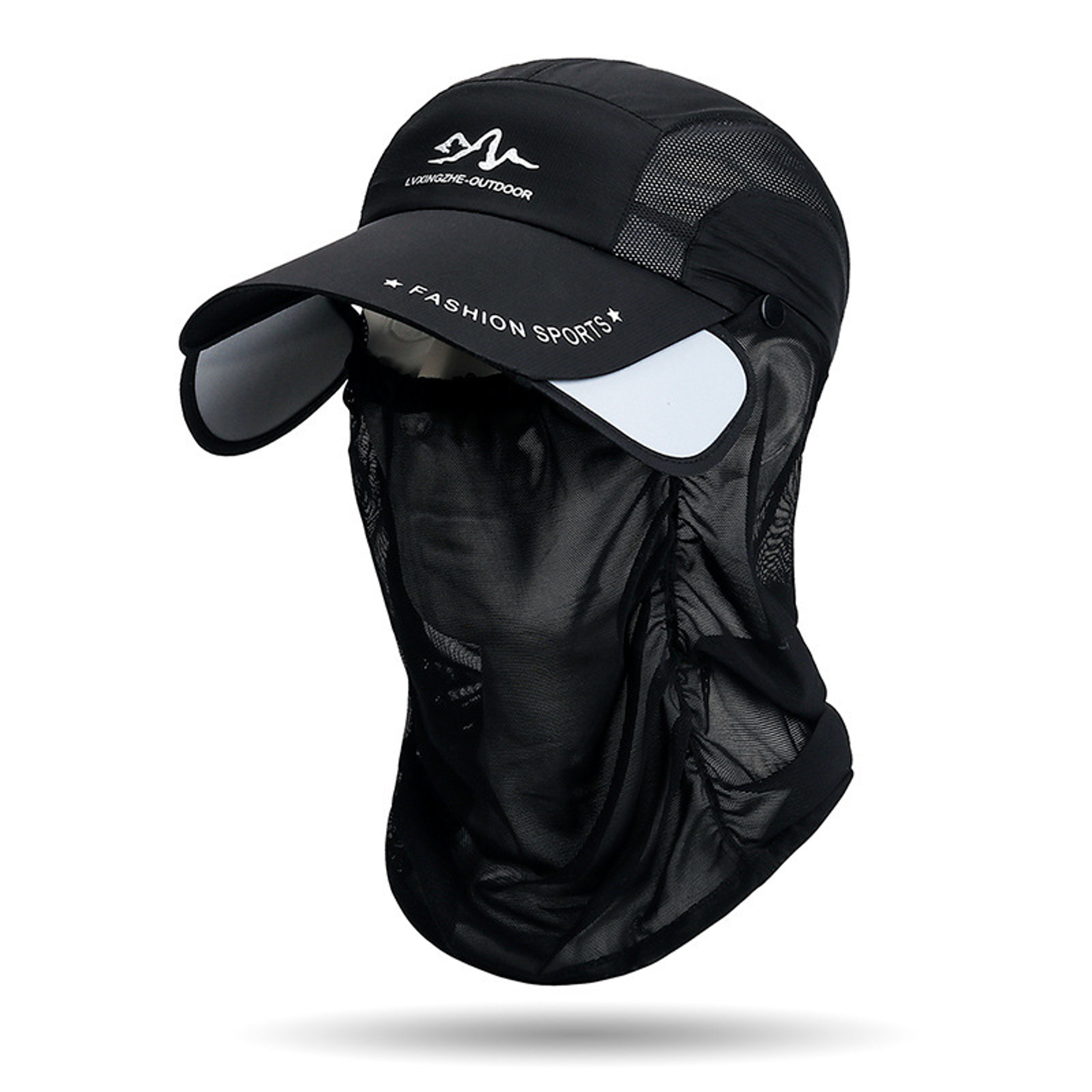 Retractable Sun Protection Hat With Detachable Neck Flap Quick Dry Baseball Cap 9