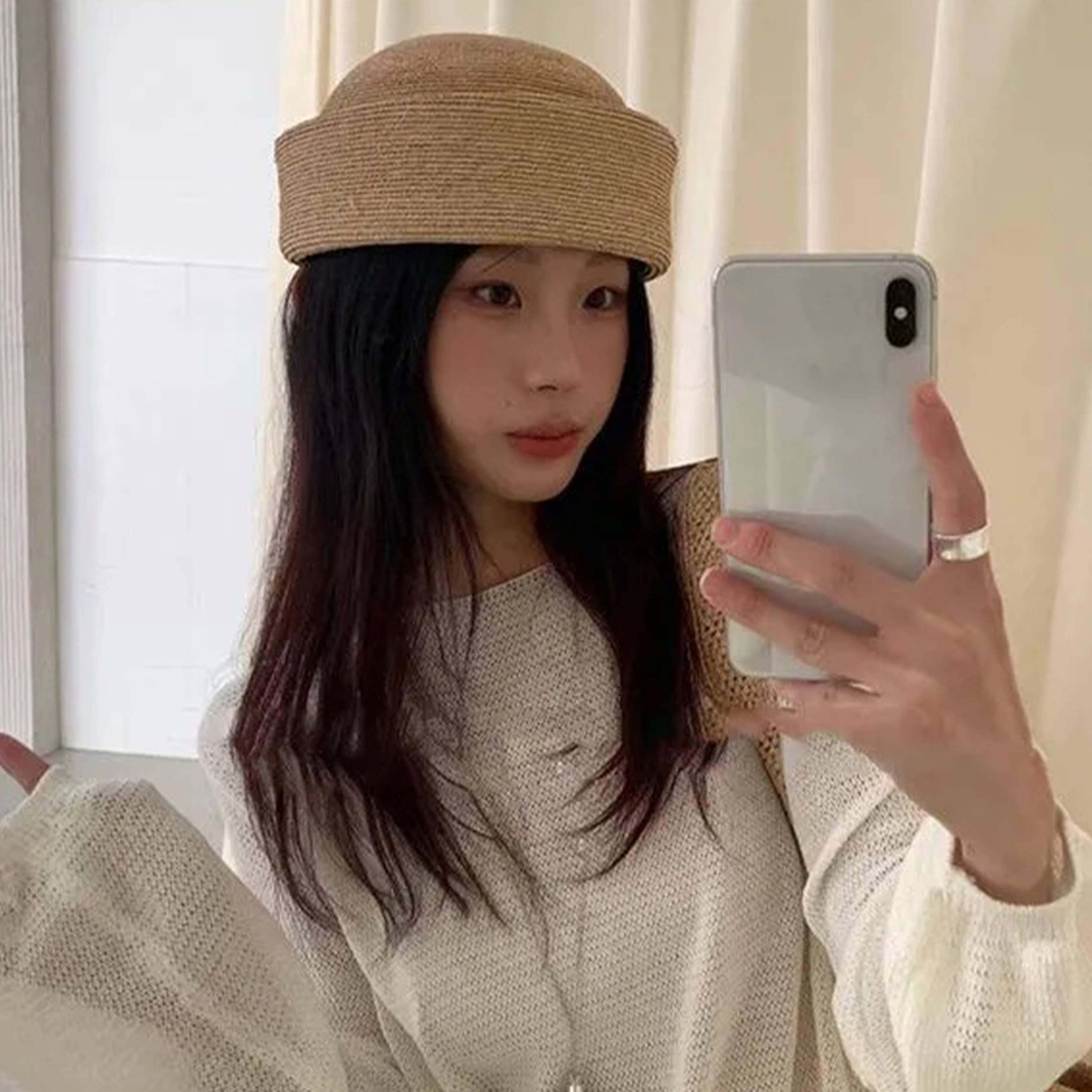 French Raffia Straw Beach Sun Hat Summer Beret For Women  Men 2