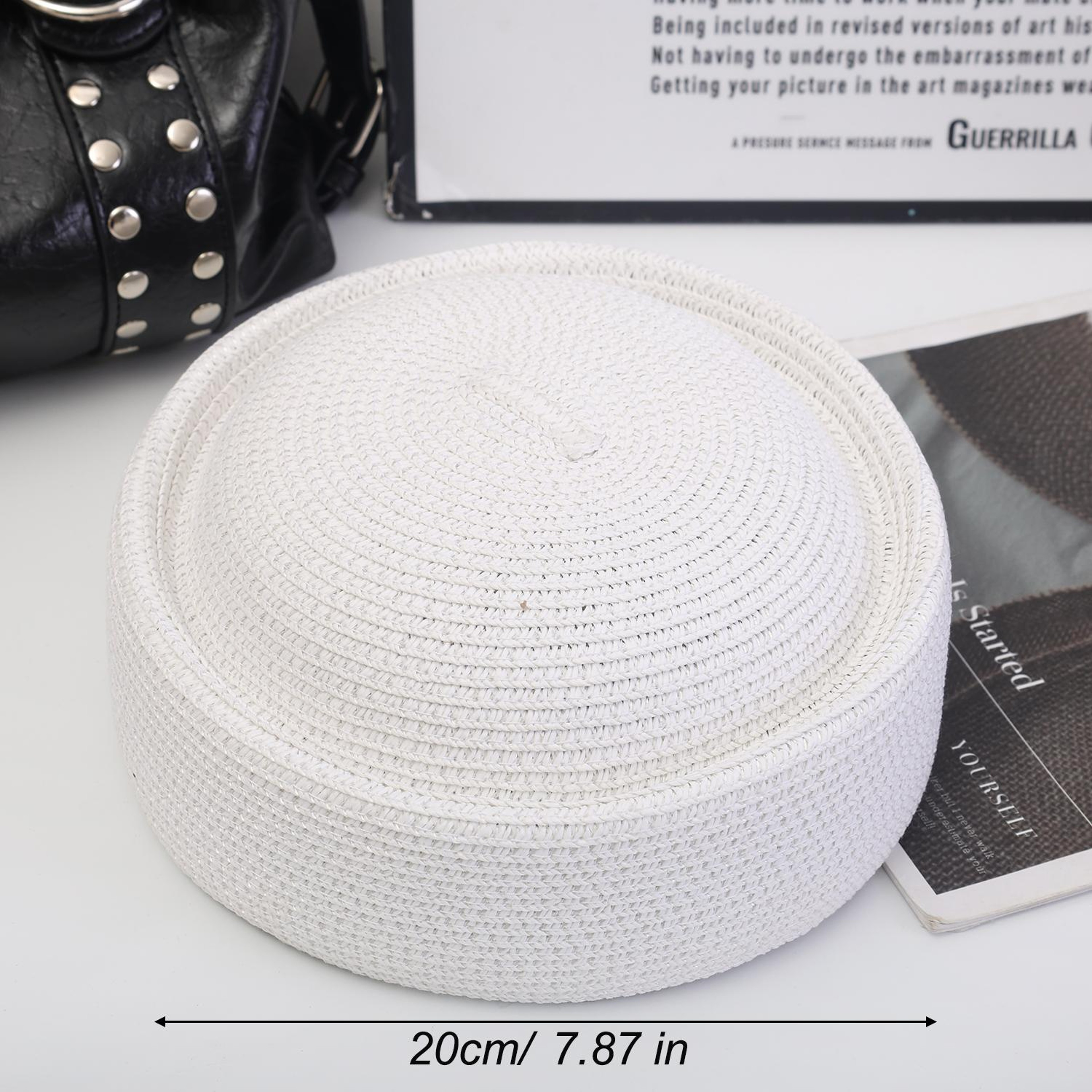 French Raffia Straw Beach Sun Hat Summer Beret For Women  Men 6